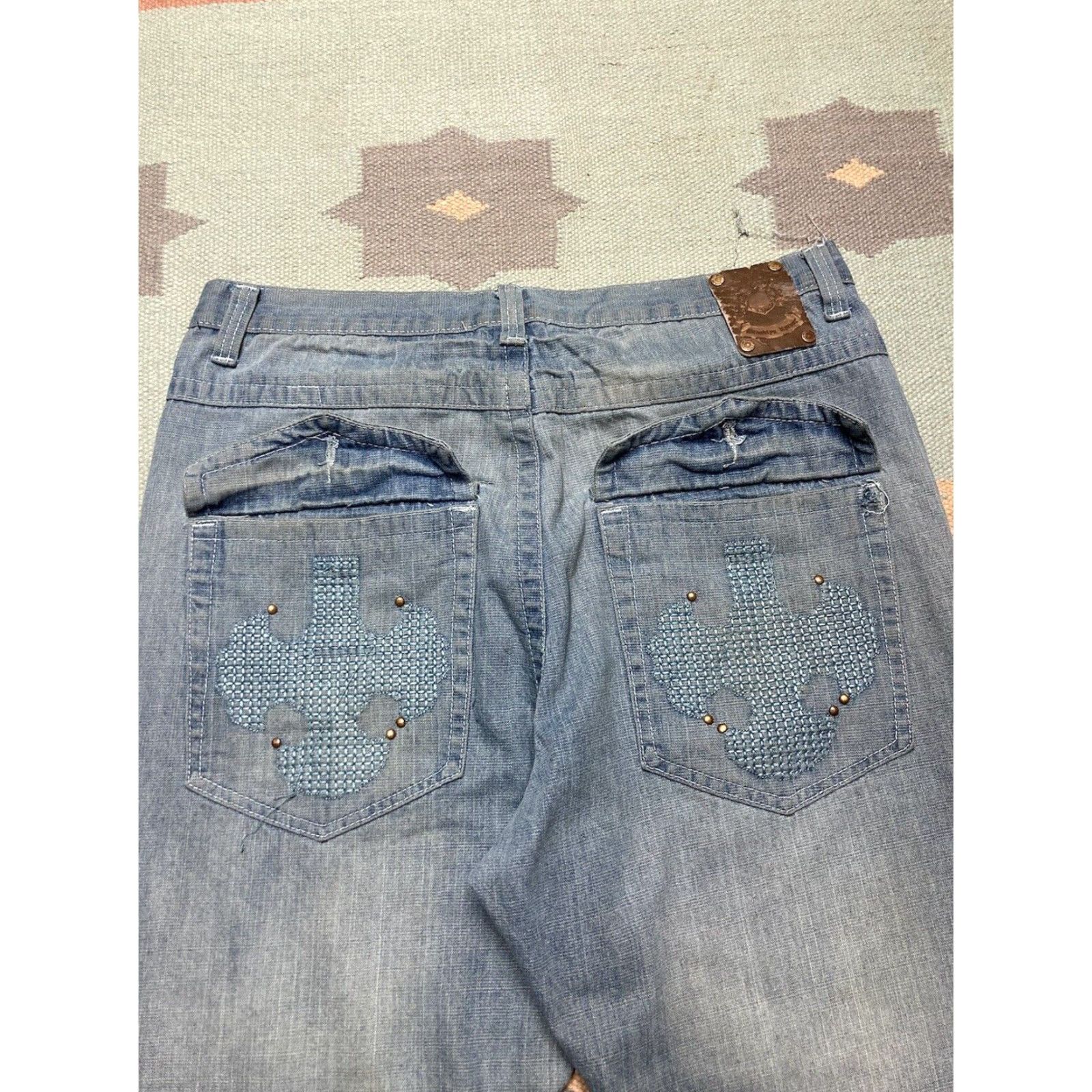Express VINTAGE Brooklyn Xpress Baggy Jeans Embroidered Grunge 34x34 Men Jeans Blue 34 Inseam 34 Boys? Size US 34 / EU 50 - 4 Thumbnail