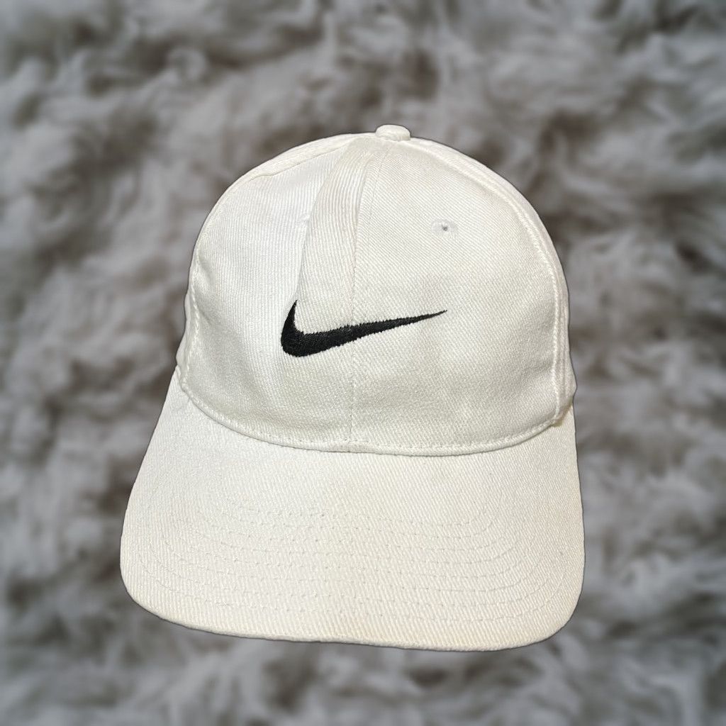 Nike Snapback Hat White Black Swoosh Embroidered Adjustable