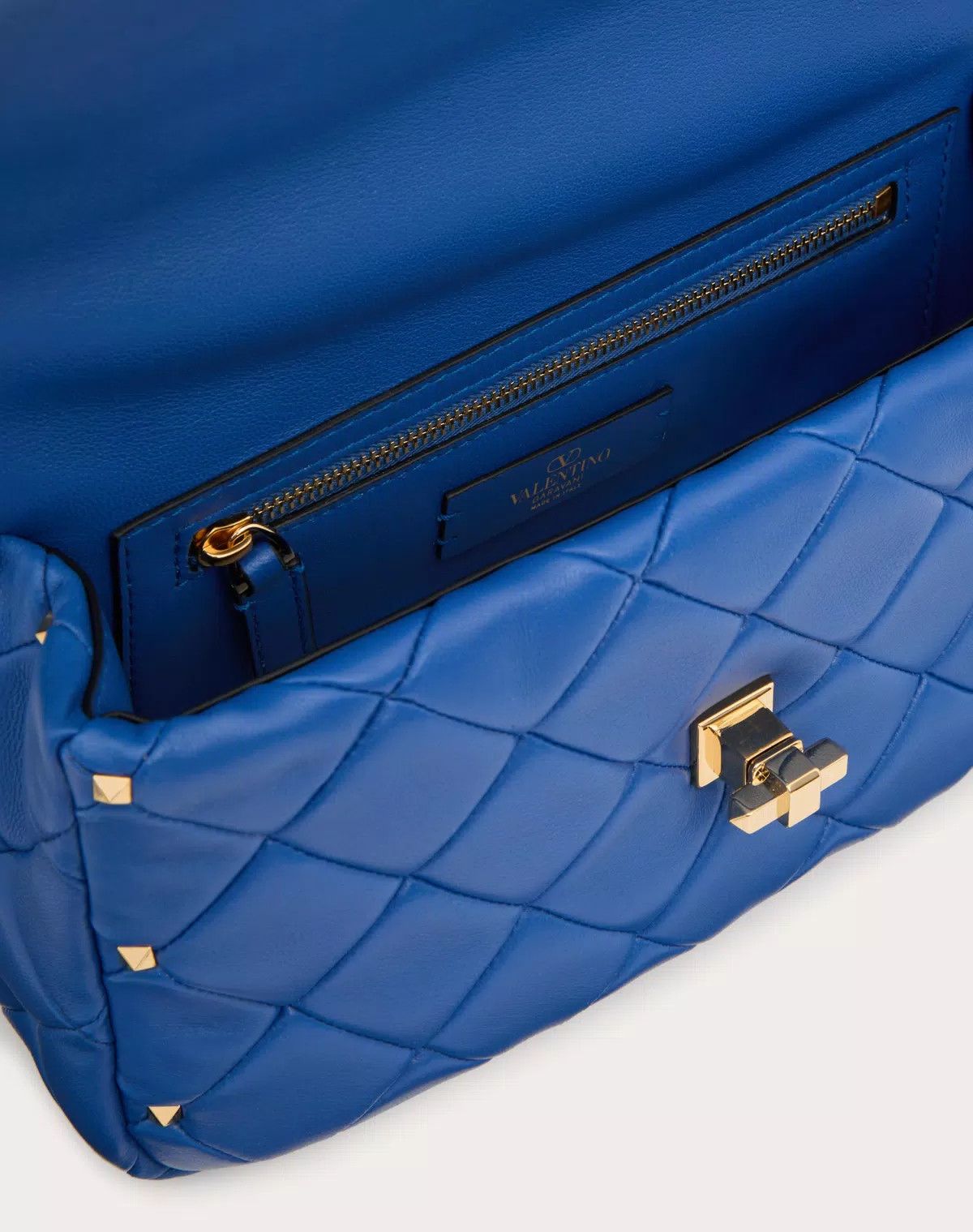 Valentino oc11z0725 Size:OS/ Spike Bag In Nappa Patchwork in Blue Size ONE SIZE - 6 Thumbnail