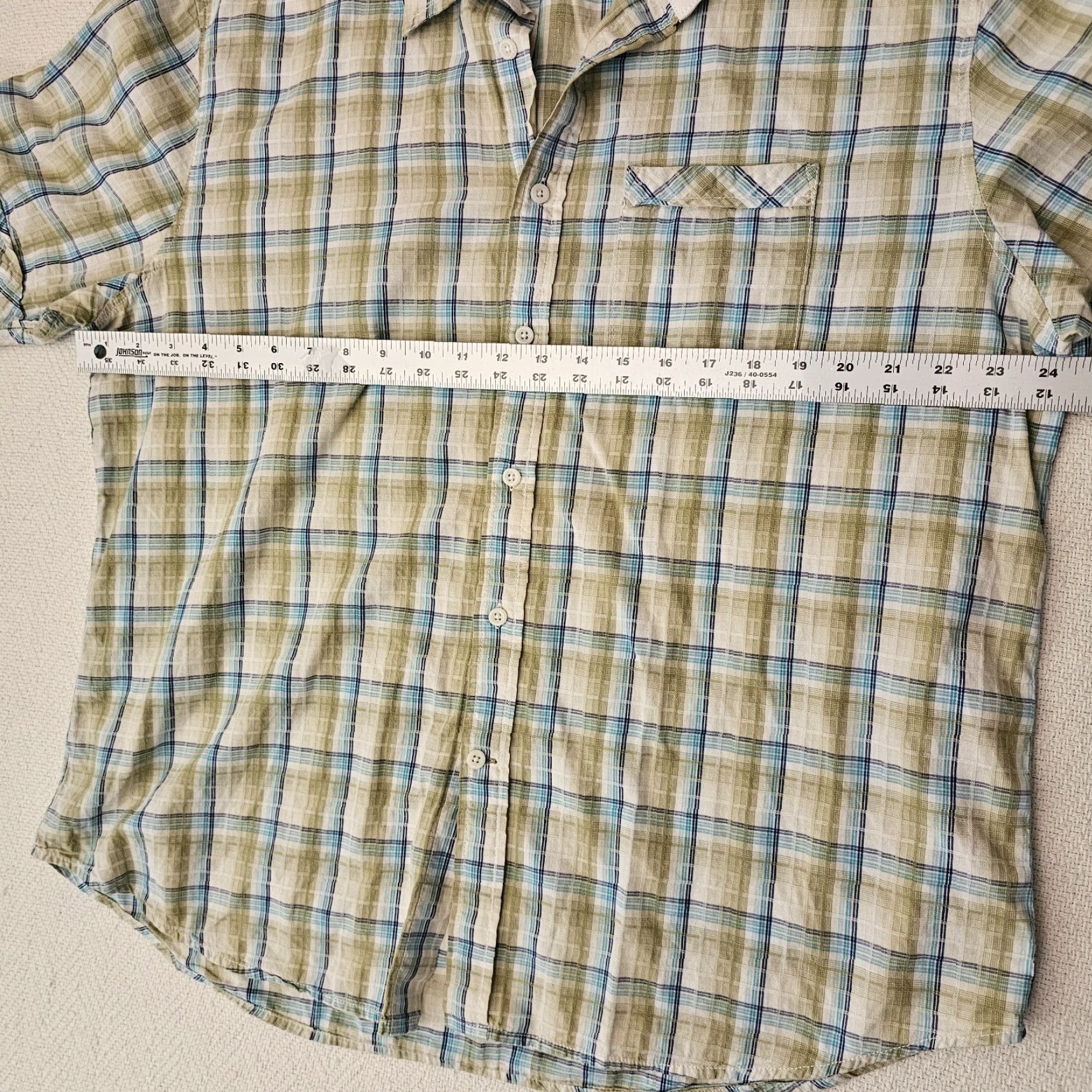 Vintage J. Campbell Button-Up Men's Shirt 2XL Plaid Green Short Sleeve Pocket Casual Size US XXL / EU 58 / 5 - 5 Thumbnail
