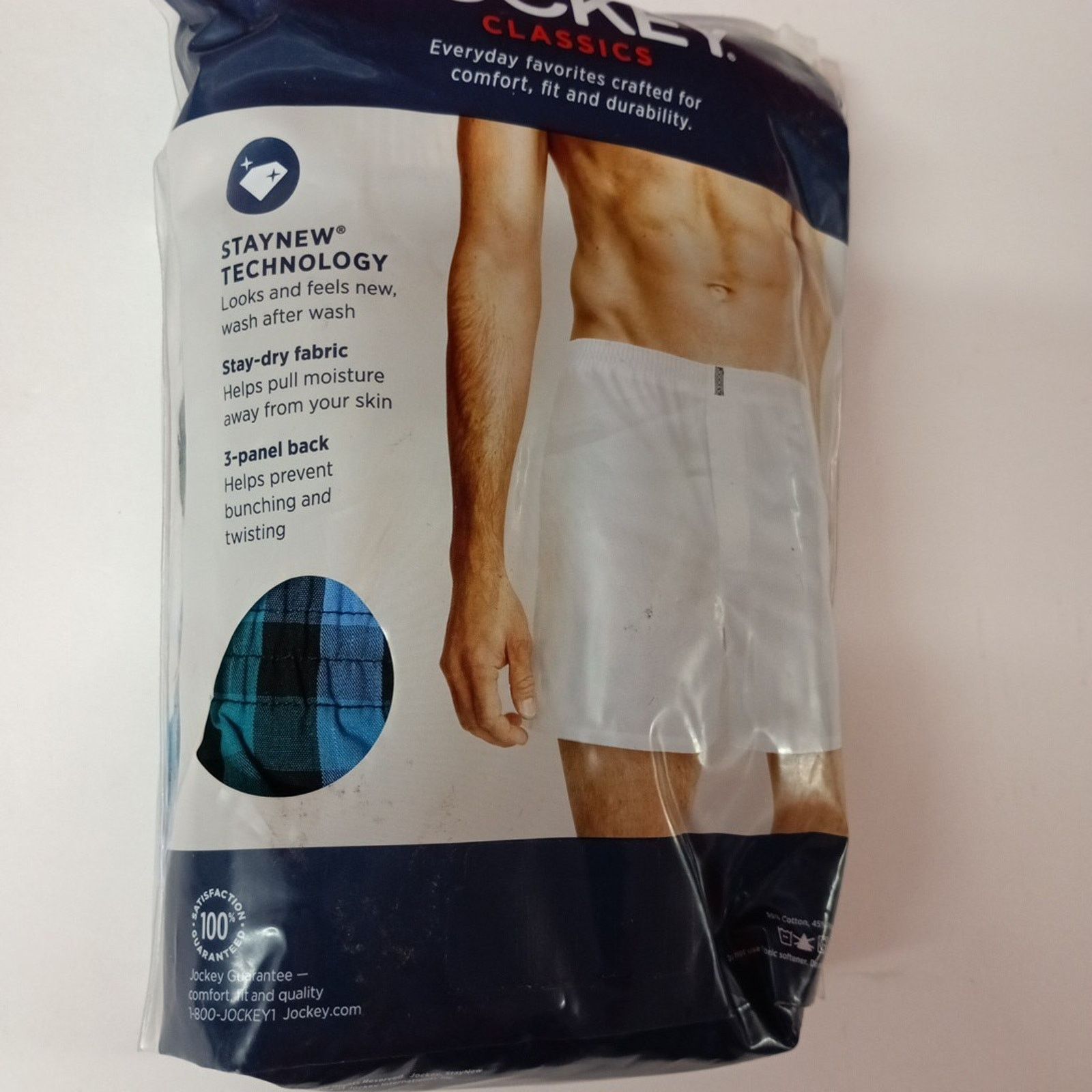Jockey Jockey Classics Woven Boxers 3 Pack Men 2XL 44-46 Blue Plaid Size 44 - 3 Thumbnail
