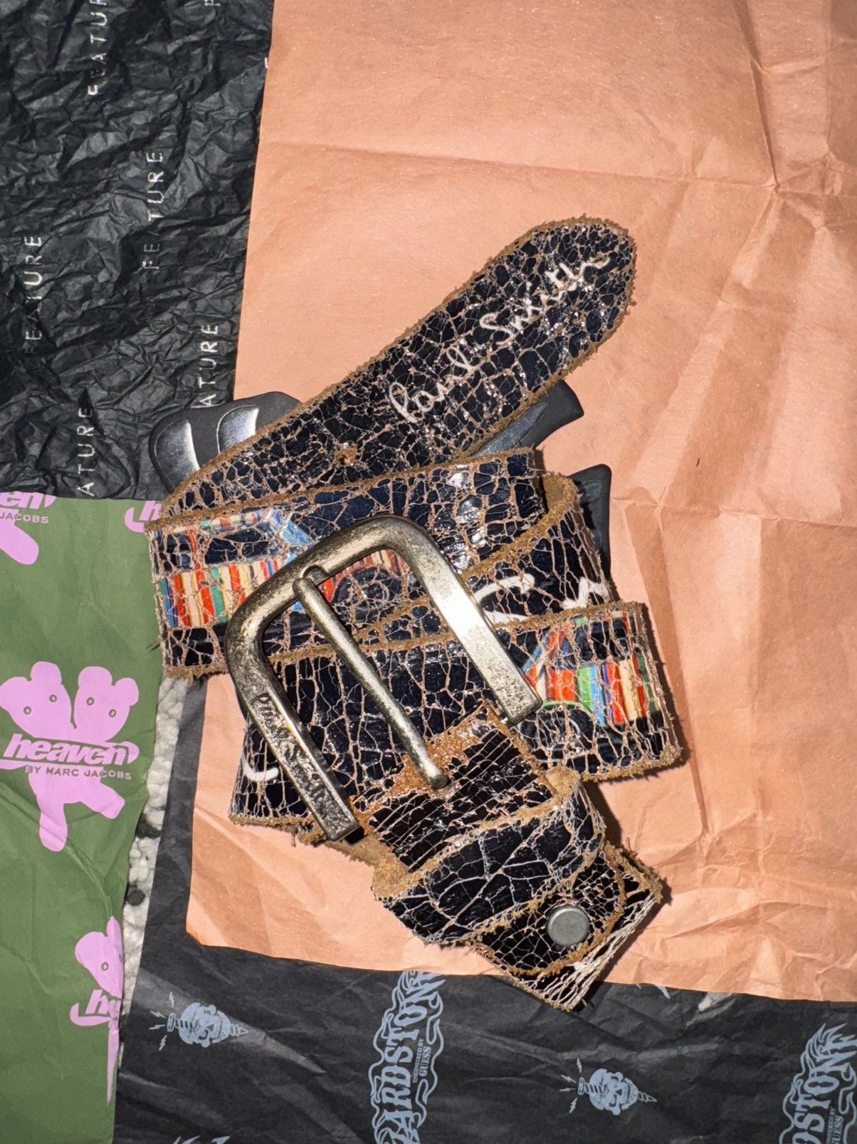 Paul Smith Paul Smith Vintage Paint Cracking Belt Size 34 - 1 Thumbnail