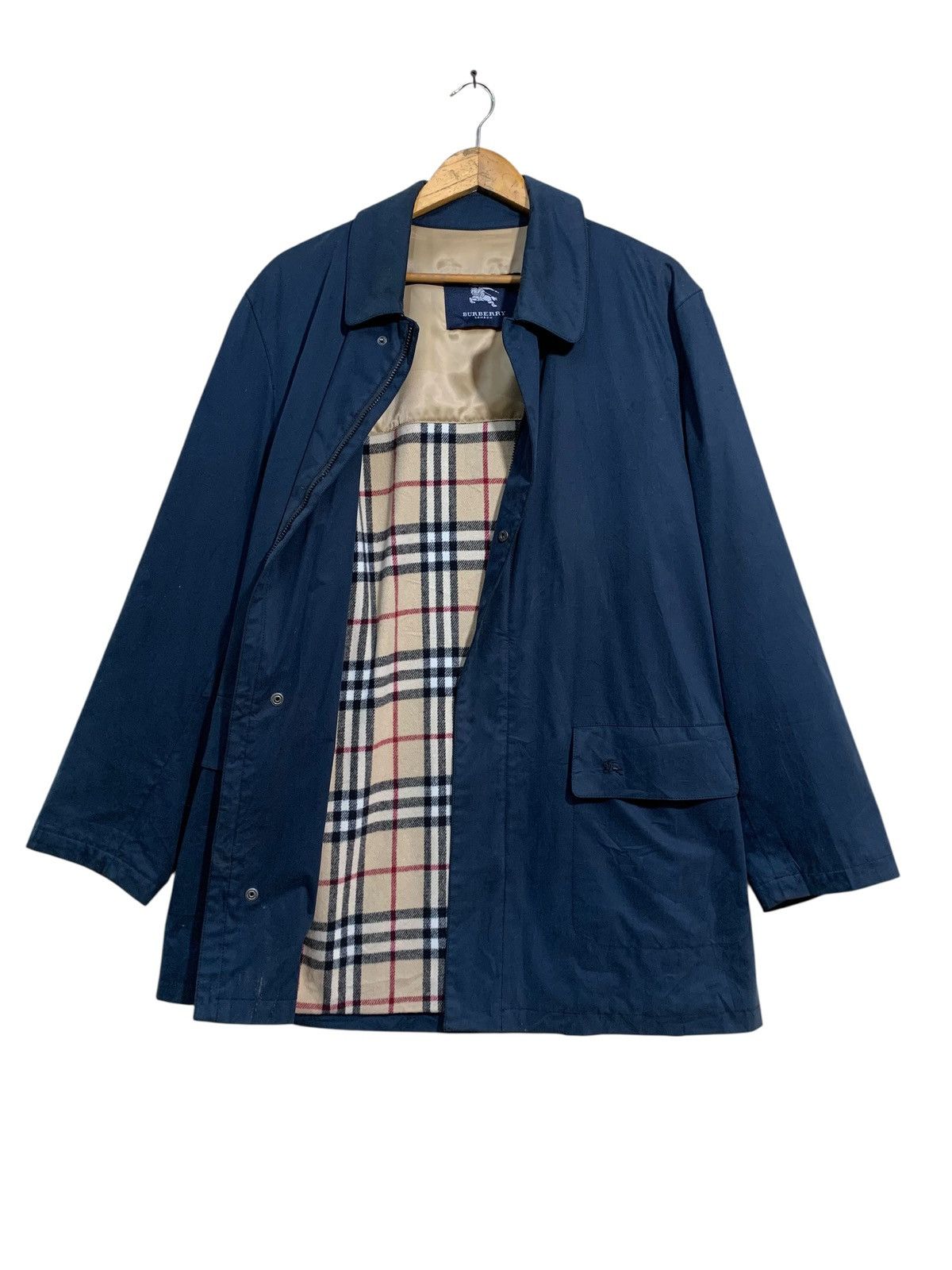 Burberry 🔥BURBERRY SPAIN NAVY WAXED JACKETS WOOL LINED Size US L / EU 52-54 / 3 - 1 Thumbnail