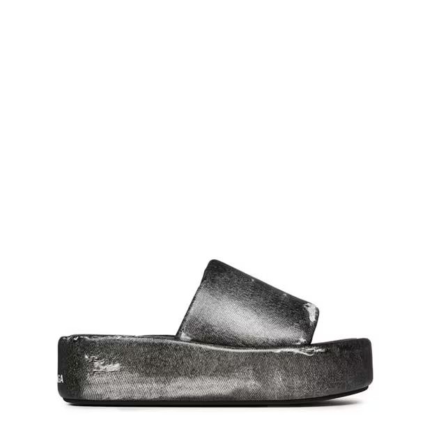 Balenciaga o1g2r1mq0924 Slip Ons Sandals in Black Wshd Size US 7 / IT 37 - 1 Thumbnail