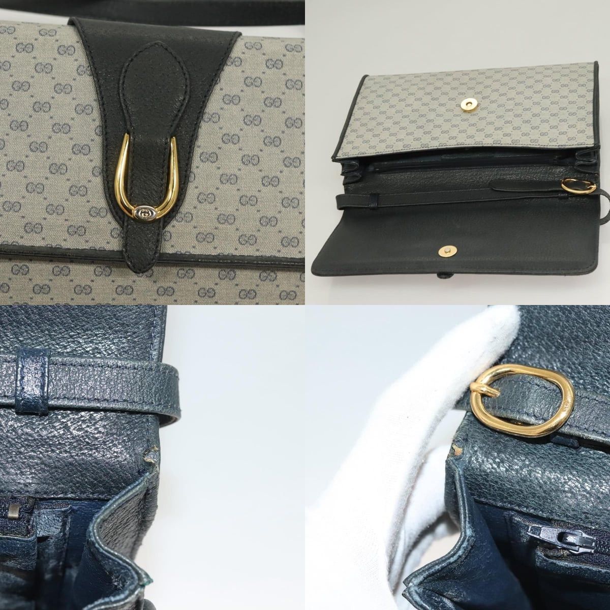 Gucci GUCCI Micro GG Supreme Shoulder Bag Pvc Navy Gold 89 02 050 Size ONE SIZE - 11 Thumbnail