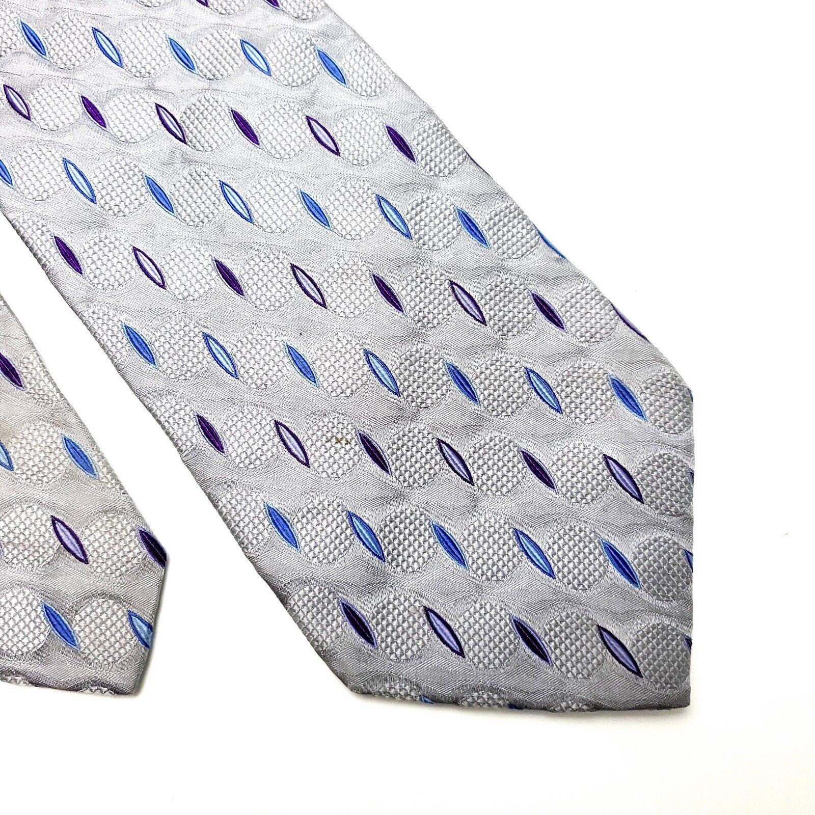 Jos. A. Bank Jos A Bank Silk Tie Woven Silver Geometric Size ONE SIZE - 1 Thumbnail