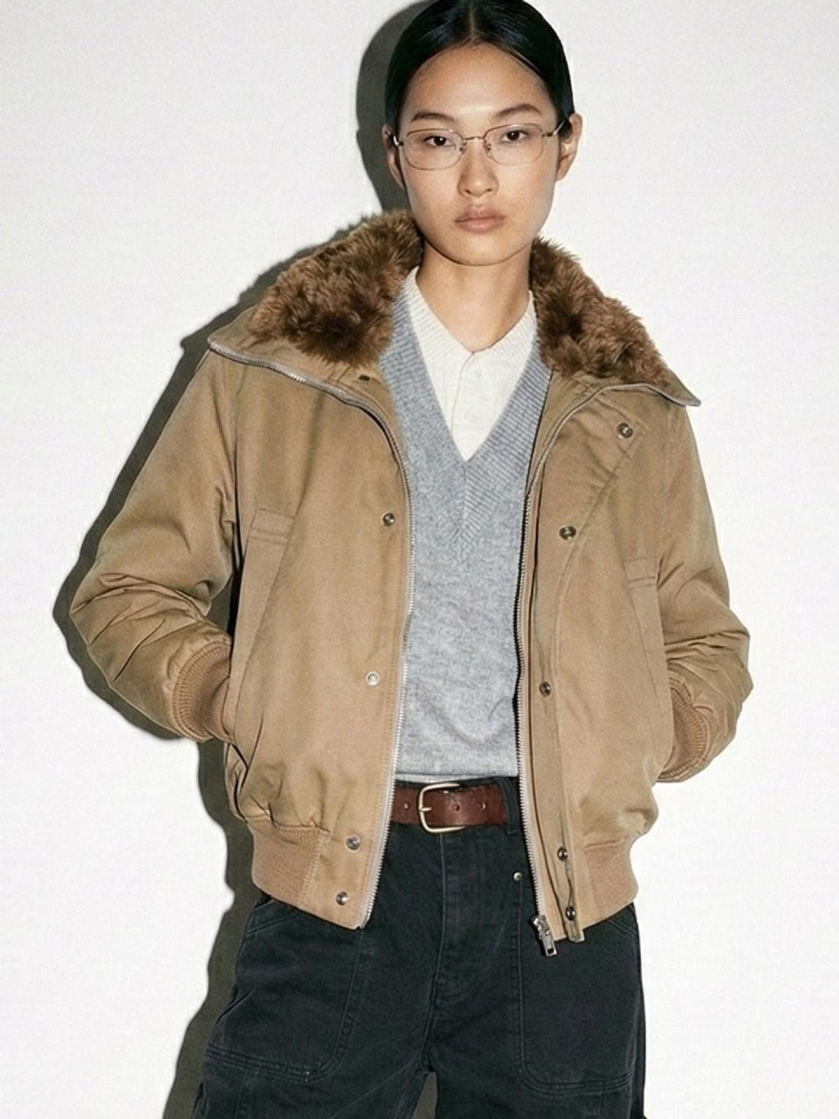 Other Black Irregular Faux-Fur Short Wide Bomber Jacket Size ONE SIZE - 4 Thumbnail