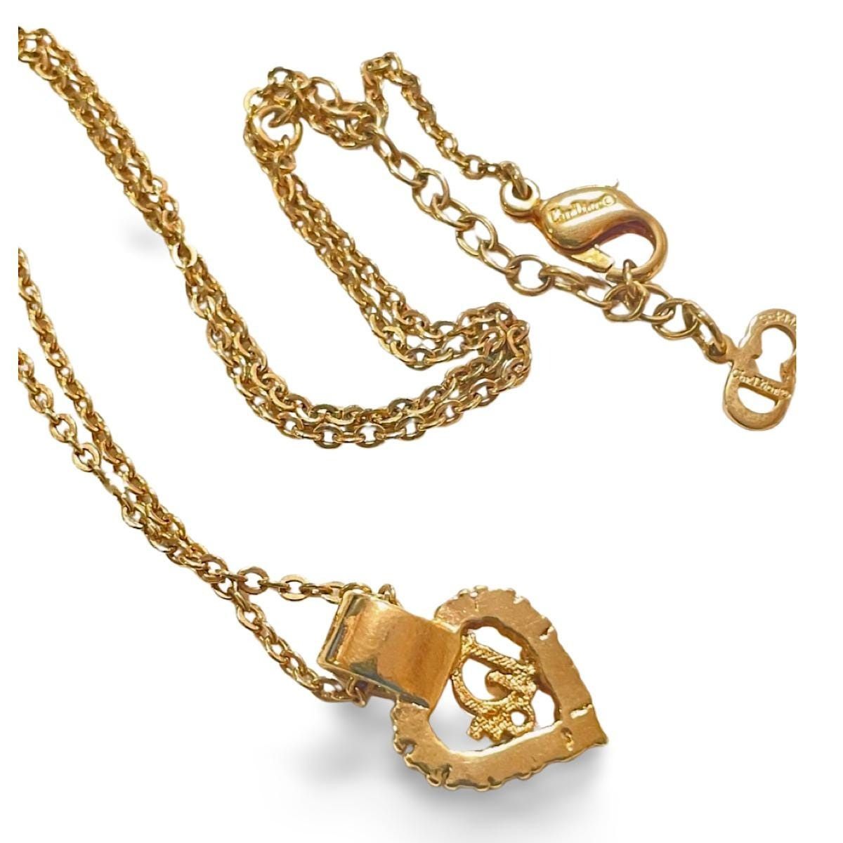 Dior Vintage Christian Dior heart top necklace with rhinestones Size ONE SIZE - 5 Thumbnail