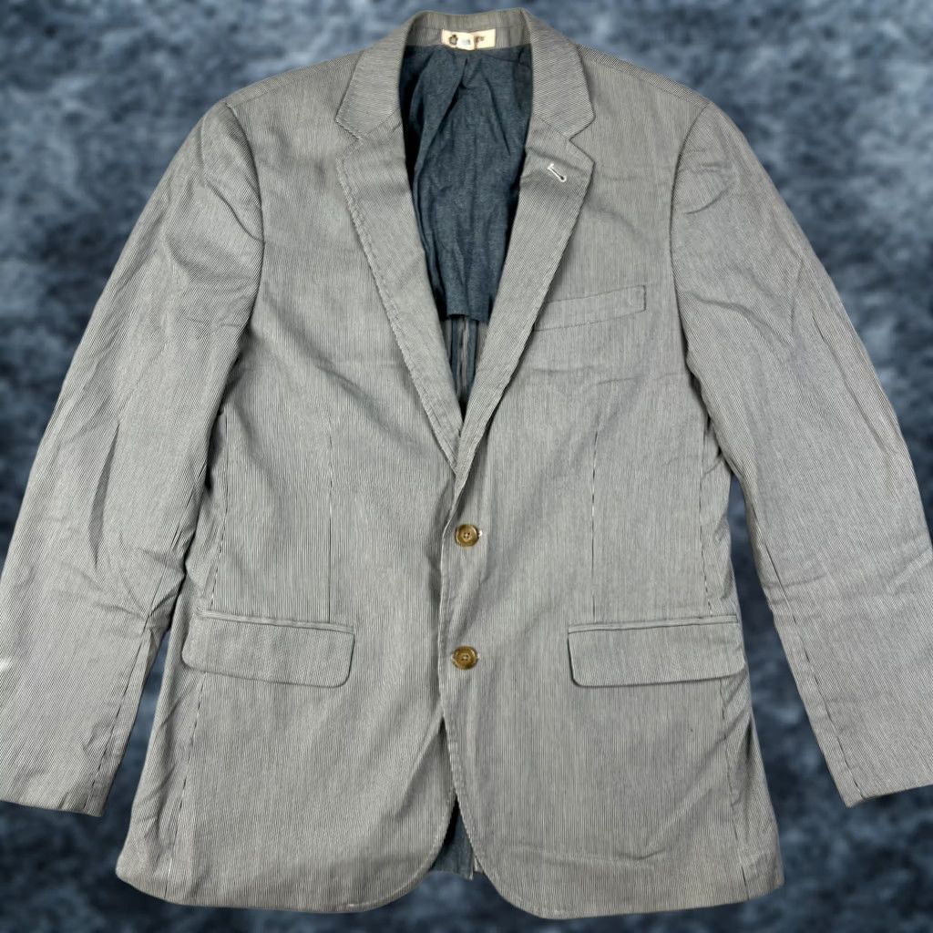 J.Crew J.CREW Ludlow Cotton Blazer Medium 40R Mens White Black Striped Sport Coat Size 40R - 1 Thumbnail