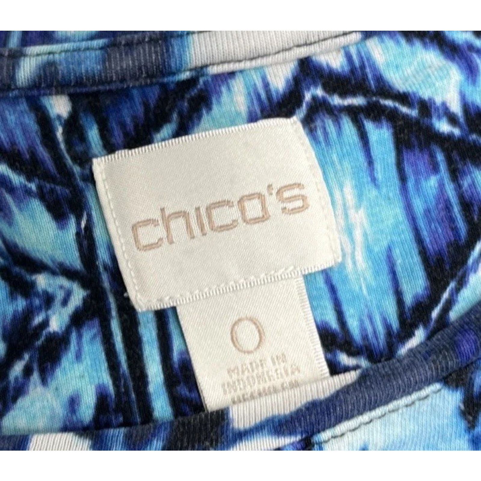 Chicos Chico's Blue White 3/4 Sleeve Knit Top Size 0 S Size S / US 4 / IT 40 - 5 Thumbnail