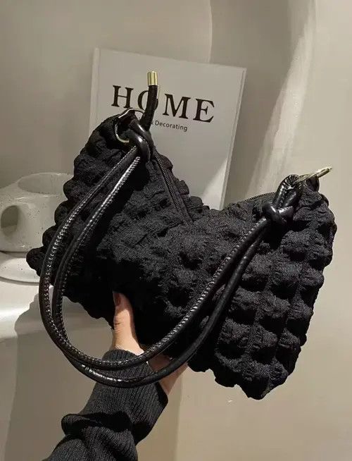Japanese Brand Black Minimalist Knot Ruched Purse Size ONE SIZE - 2 Thumbnail