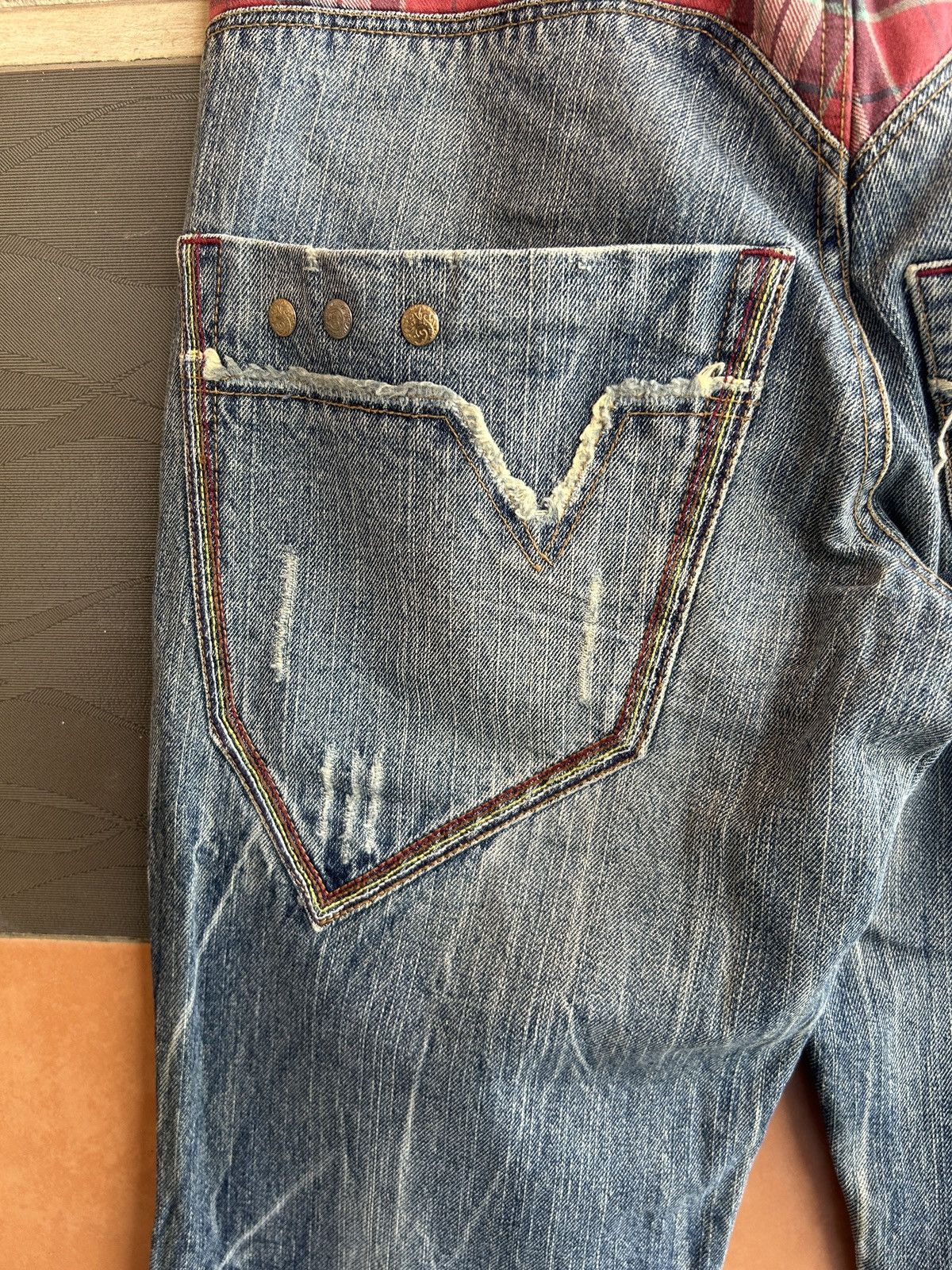 If Six Was Nine 90s Vintage Oil Cake Studded Rare Denim Jeans Lgb Style Size US 30 / EU 46 - 7 Thumbnail