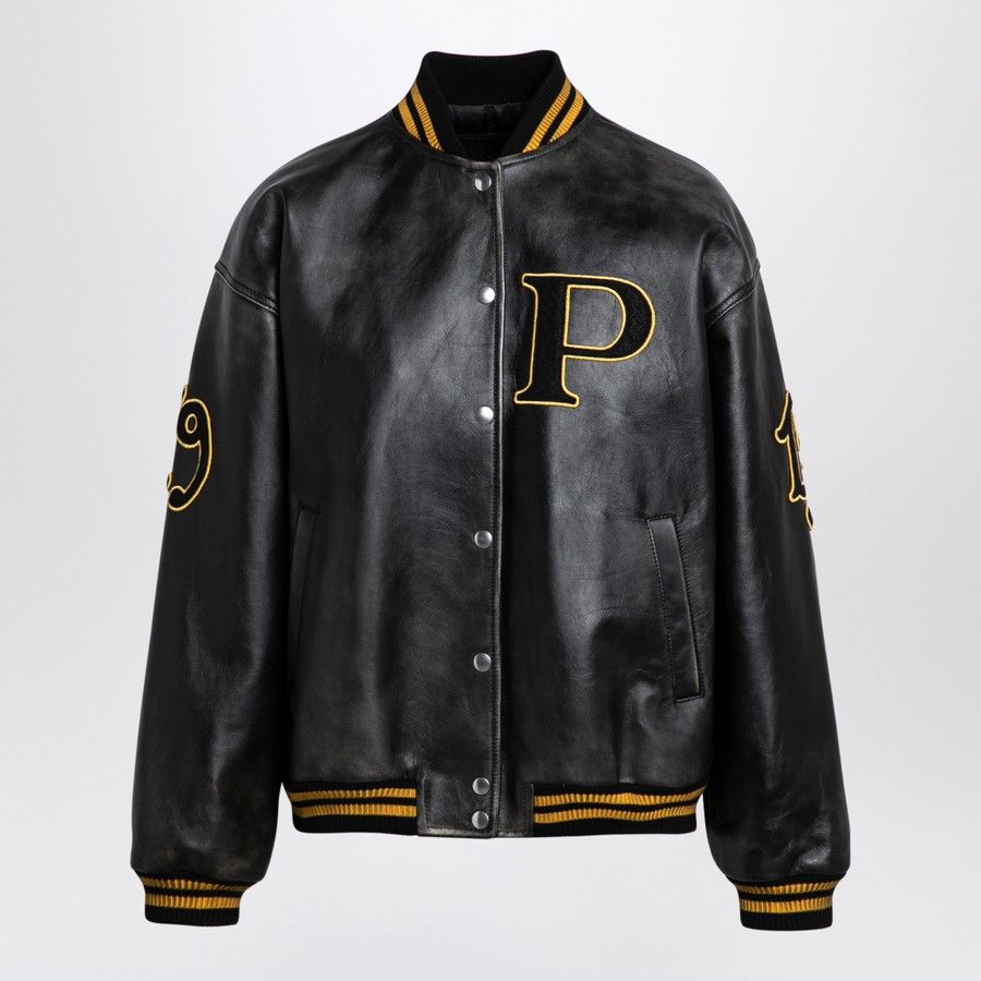 Prada o1d2blof0924 Leather Bomber Jacket in Black Size XS / US 0-2 / IT 36-38 - 1 Thumbnail