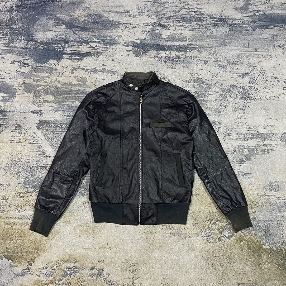 Vintage Via Accenti Black Zipper Leather Jacket Size 38