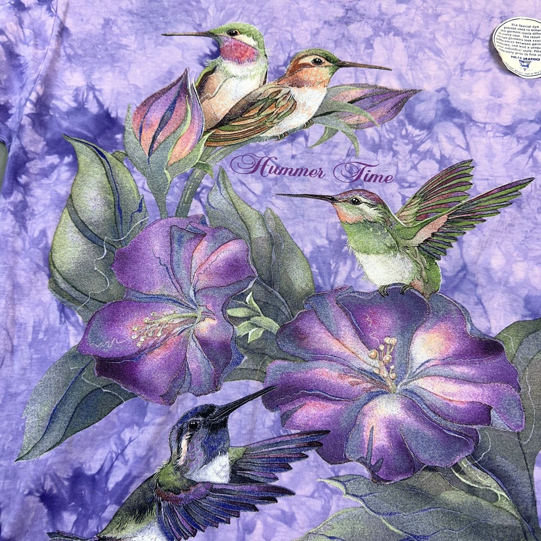 Vintage VINTAGE Polar Graphics USA Shirt Womens M Purple Hummingbird Deadstock 90s Tie Dye Shirt 90s USA Animals Bird Casual Womens Medium Size M / US 6-8 / IT 42-44 - 4 Thumbnail