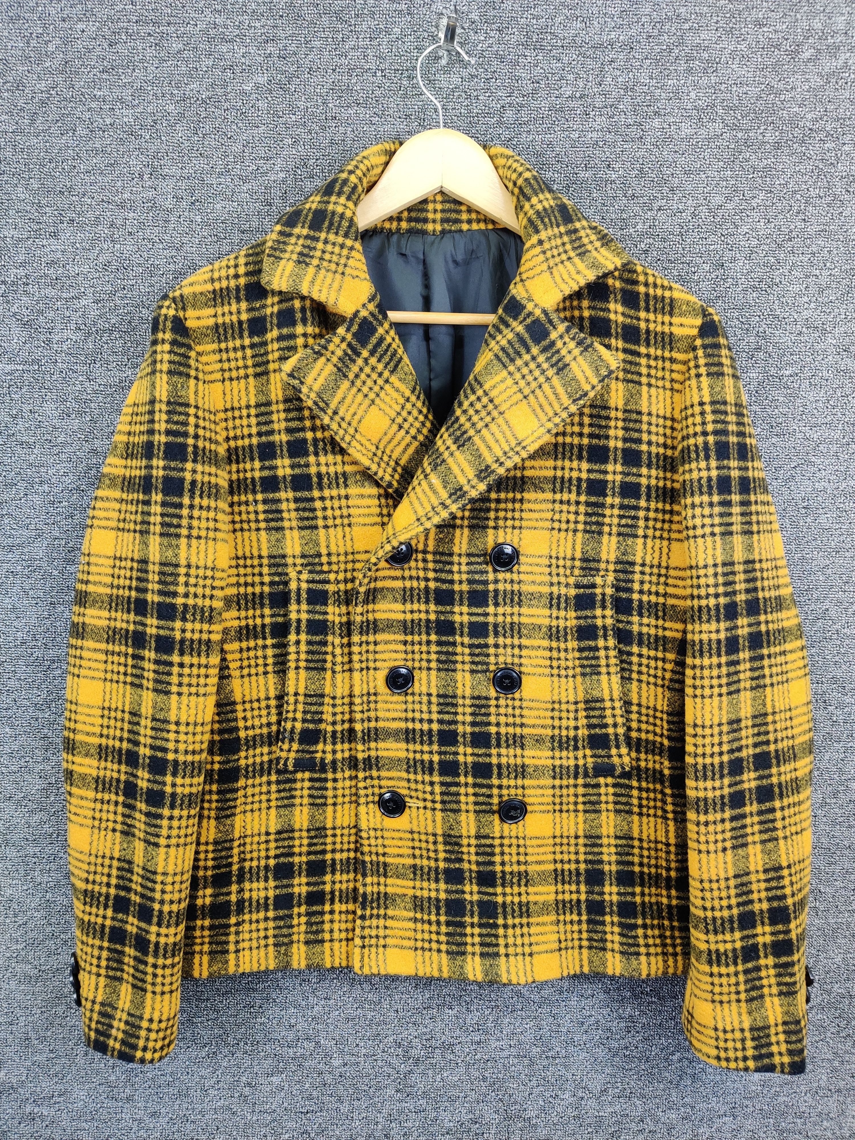 291295=Homme 291295 = Homme Double Breasted Wool Checkered Coat Size US M / EU 48-50 / 2 - 1 Thumbnail