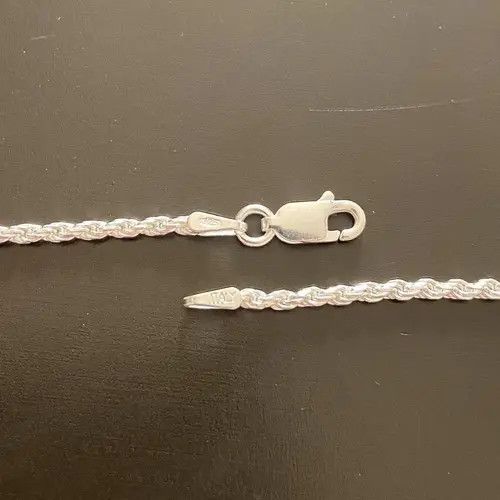Sterling Silver Solid Silver Rope Chain Necklace 18in 2mm Size ONE SIZE - 6 Thumbnail