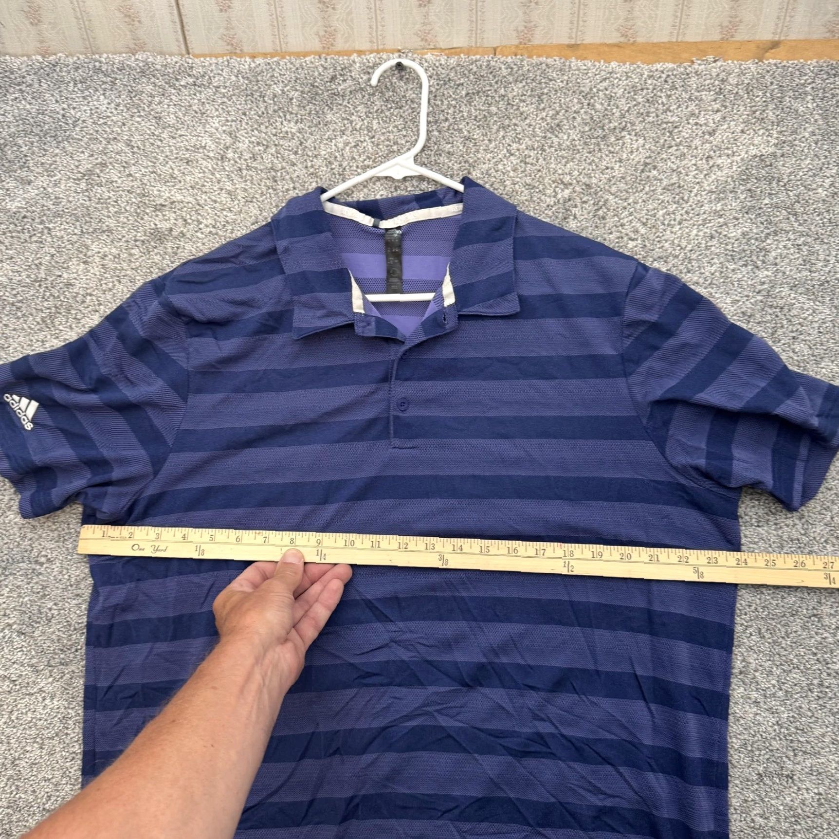 Adidas Adidas Polo Shirt Mens XL Striped Golf Athletic Performance Purple Short Sleeve 100% Polyester Moisture Wicking Breathable Collared Polo Shirt Mens XL Size US XL / EU 56 / 4 - 4 Thumbnail