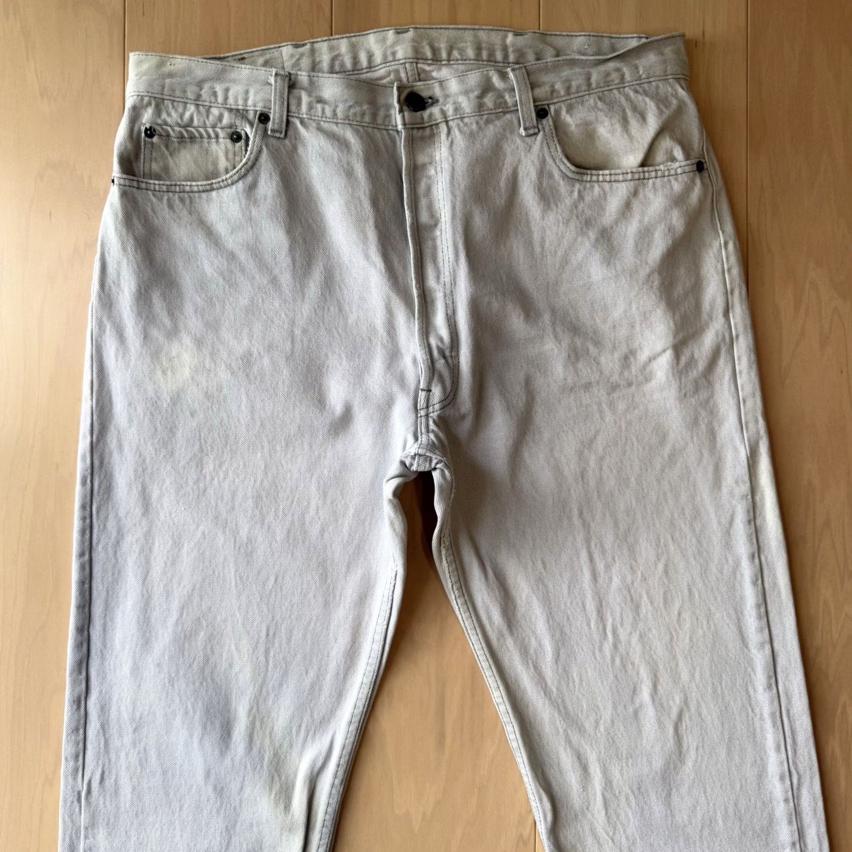Levi's VINTAGE Levis 501 Jeans 37 Gray Light Wash 80s Made in USA Workwear Non Selvedge Size US 37 - 3 Thumbnail