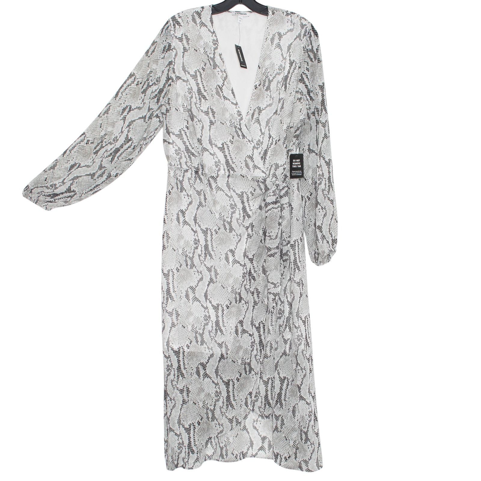Express NWT Express Snake Print Wrap Dress Sheer Gray Maxi L Resort Size L / US 10 / IT 46 - 2 Thumbnail