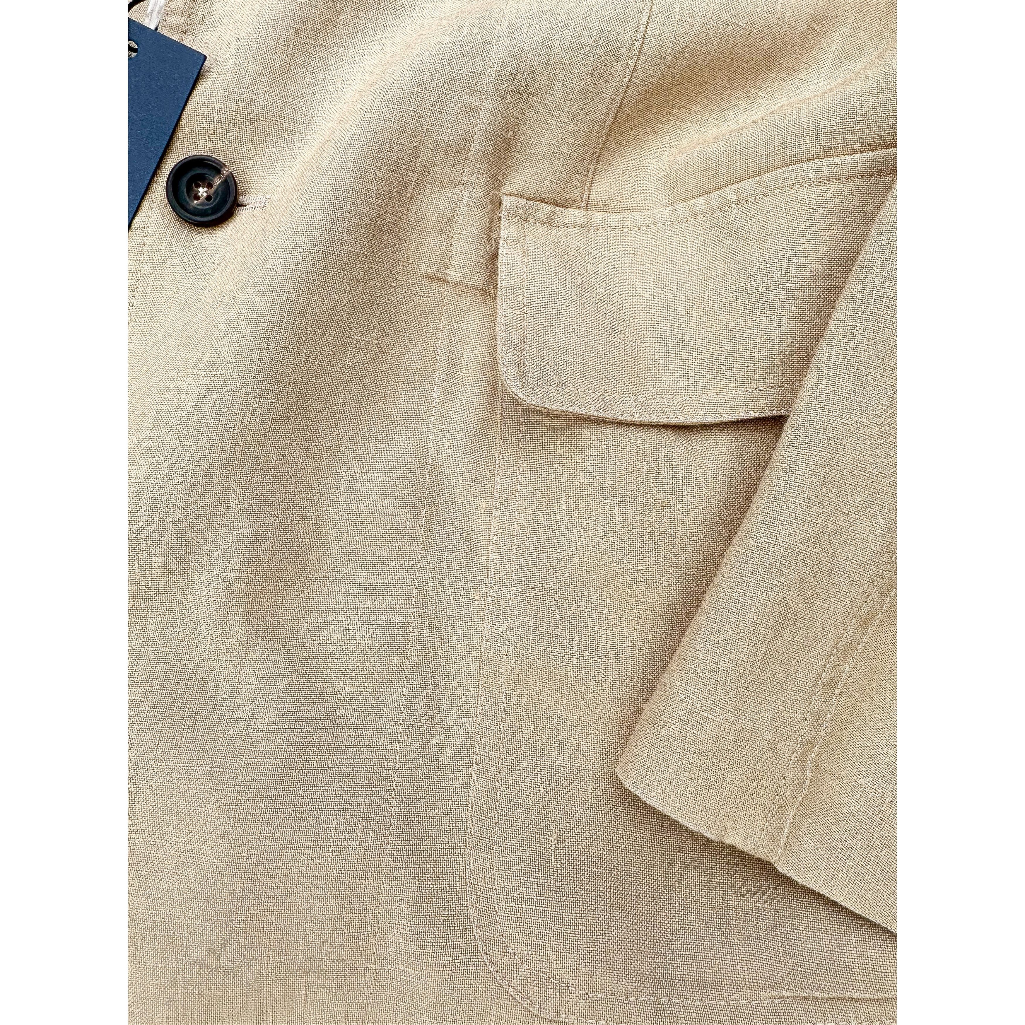 Drake's Drake's Linen Stone Unstructured Suit Blazer Jacket Size 46R - 4 Thumbnail