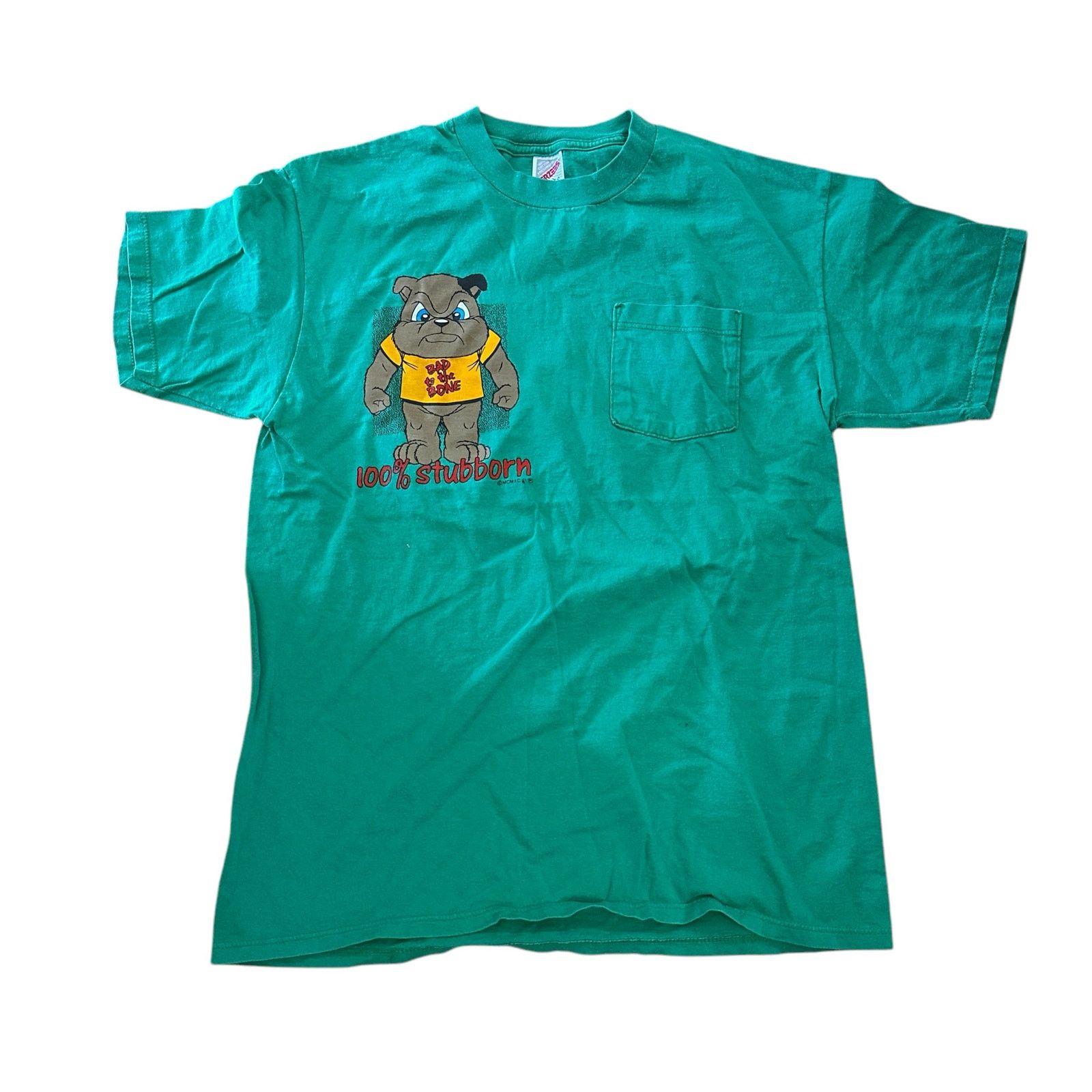 Jerzees Jerzees T-Shirt Made In The USA Green Bull Dog Vintage Size US L / EU 52-54 / 3 - 1 Thumbnail