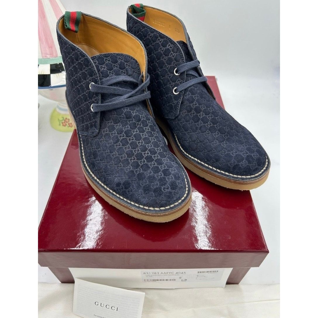 Gucci Men's Gucci MOREAU GG suede ankle boots size 8 fits 8.5 US Size US 8.5 / EU 41-42 - 2 Thumbnail