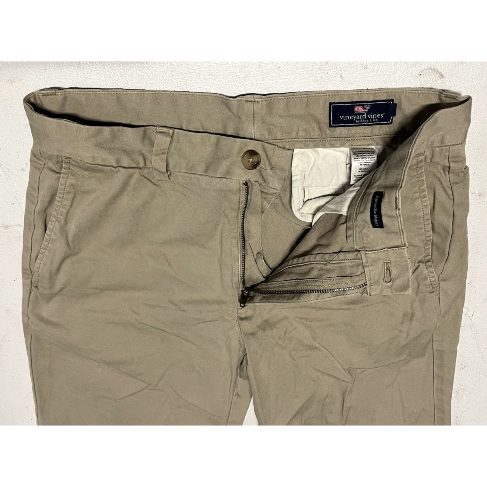 Vineyard Vines Vineyard Vines Men's Shorts 30 Breaker Khaki Tan Beige Flat Front Cotton Knit Casual Chino Regular Mens Size US 30 / EU 46 - 6 Thumbnail