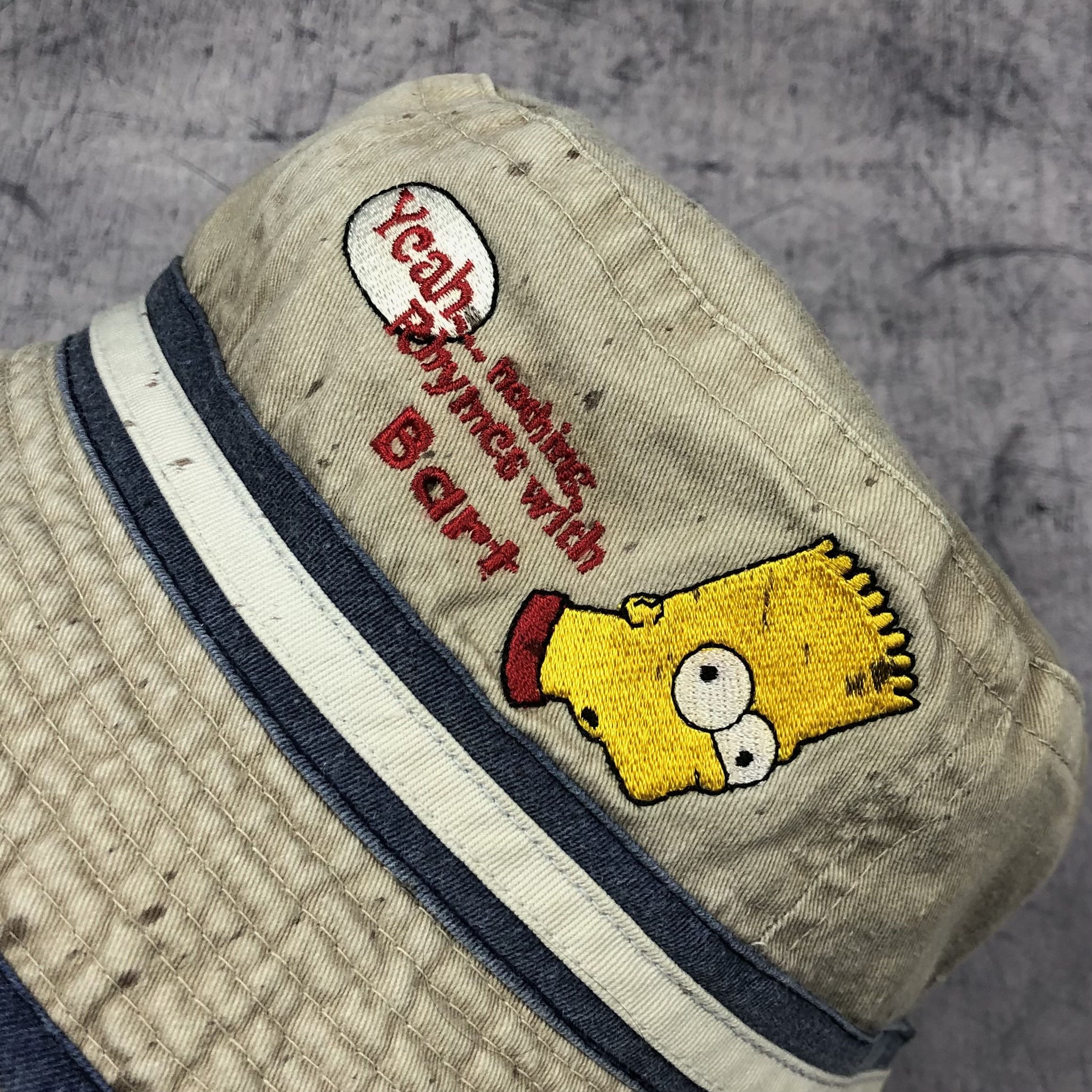 The Simpsons Vintage 90s The Simpsons Bucket Hat Yeah Nothing Rhyme Bart Size ONE SIZE - 2 Thumbnail