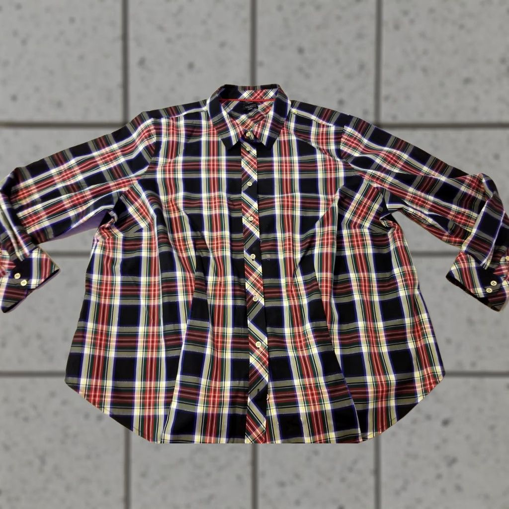 Talbots Womens Talbots Red Cotton Blouse Plaid Button Dress Shirt 20wp Petite Size 3XL / US 20-22 - 1 Thumbnail