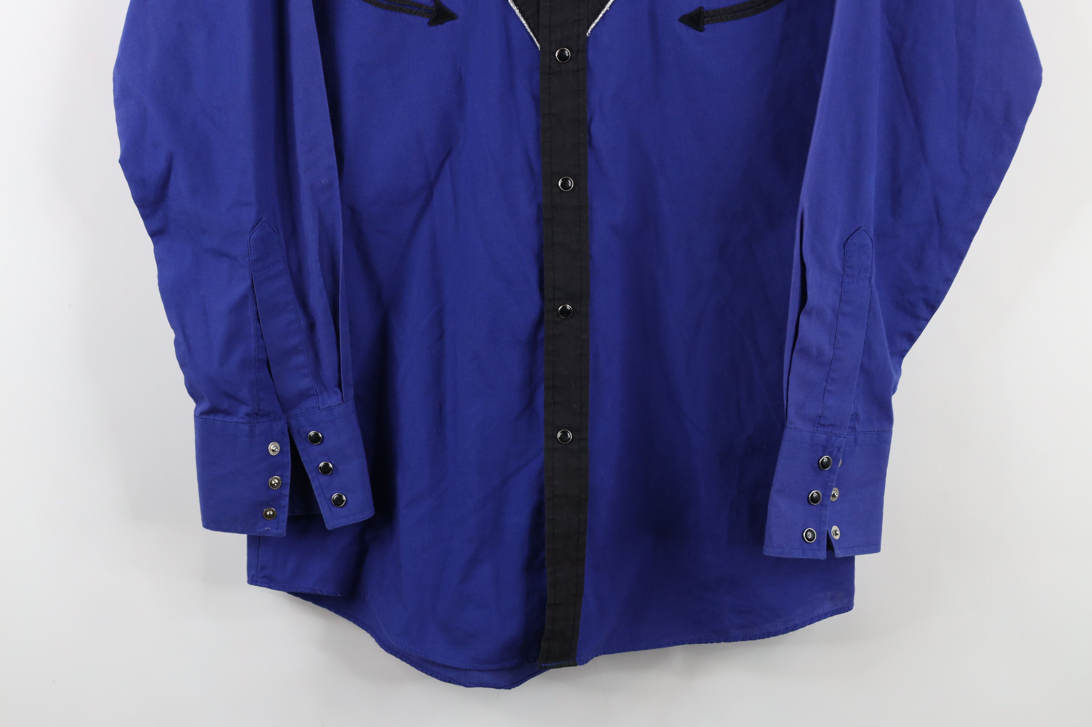 Vintage Vintage 90s Rockabilly Western Tribal Snap Button Shirt Blue Size US S / EU 44-46 / 1 - 3 Thumbnail