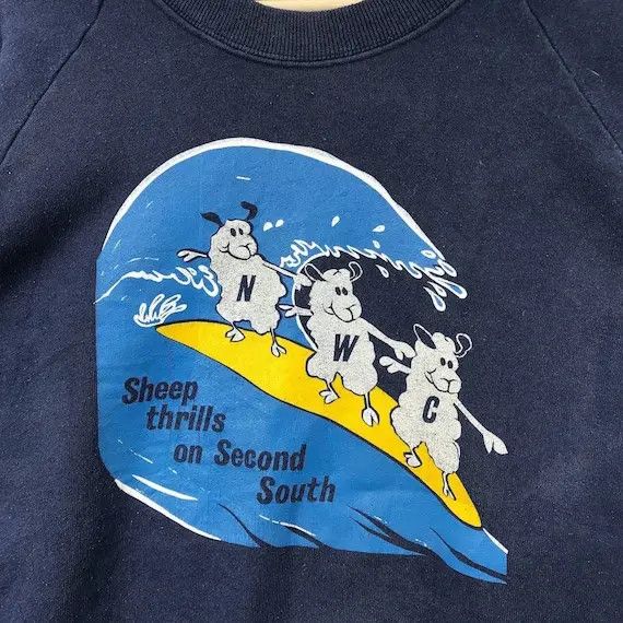 Vintage Vtg 80’ NWC NORTHWEST WYOMING College Sheep Surf Sweatshirt Size US M / EU 48-50 / 2 - 4 Thumbnail