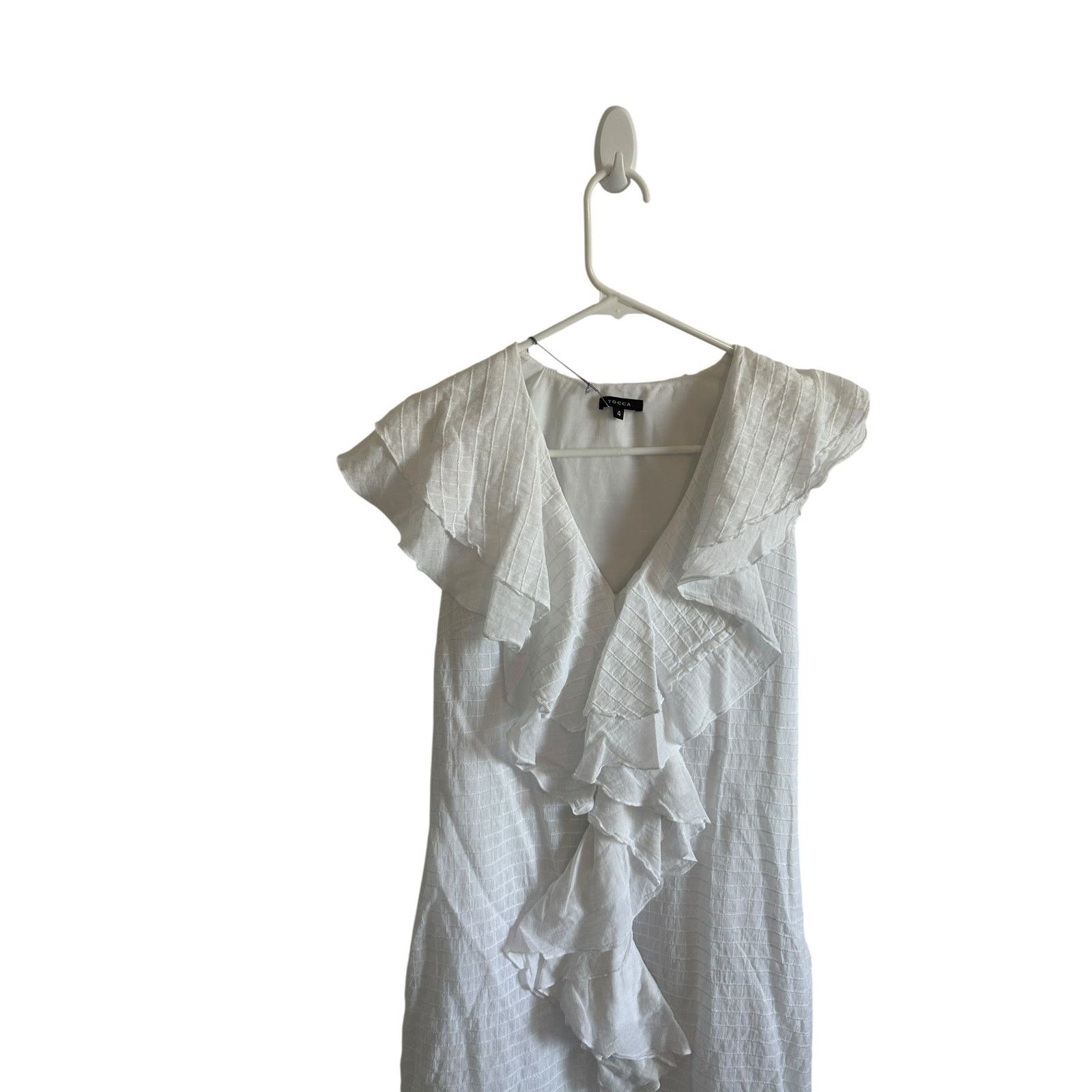 Other Tocca White Sleeveless Ruffled Front V-Neck Short Dress Size S / US 4 / IT 40 - 4 Thumbnail