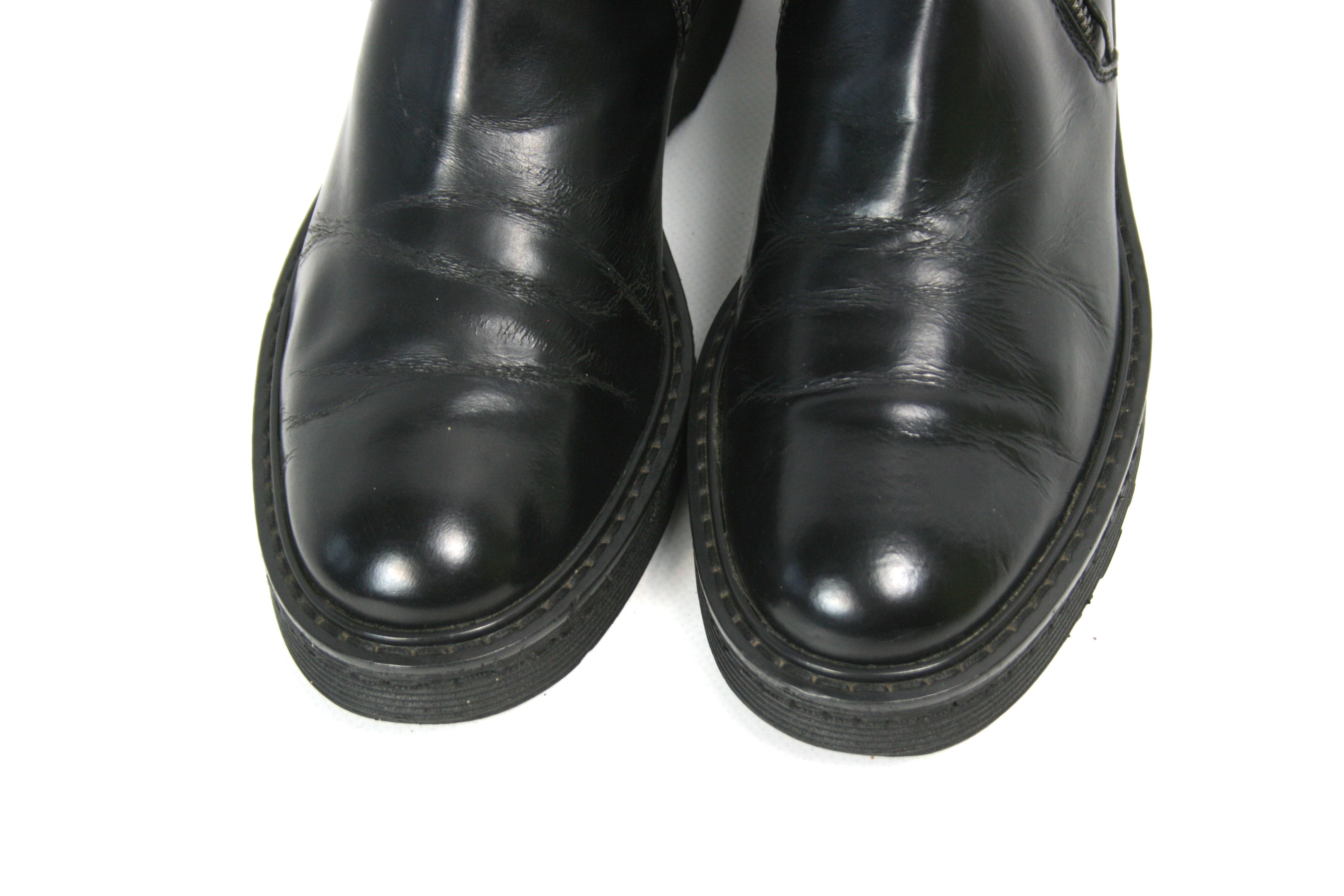 Prada Double Side Zip Leather Combat Boots Size US 7 / IT 37 - 4 Thumbnail