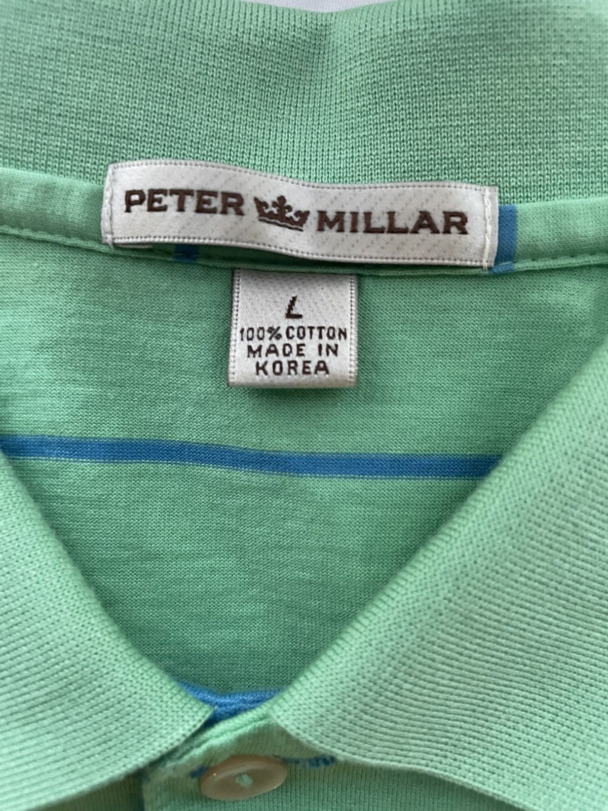 Peter Millar Peter Millar Polo Mens Large Green Blue Striped Golf Shirt Size US L / EU 52-54 / 3 - 8 Thumbnail