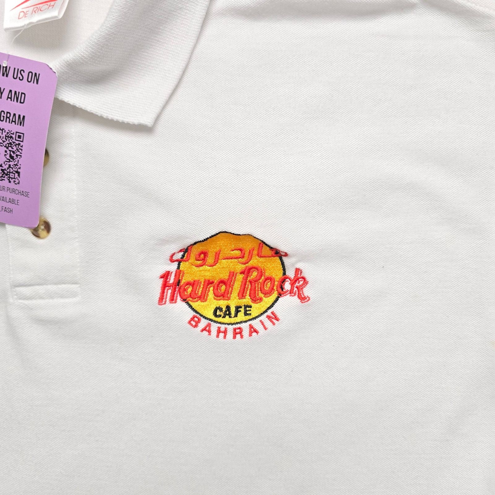Vintage Hard Rock Cafe Polo Hoora Manama Bahrain White XL Shirt Size US XL / EU 56 / 4 - 2 Thumbnail