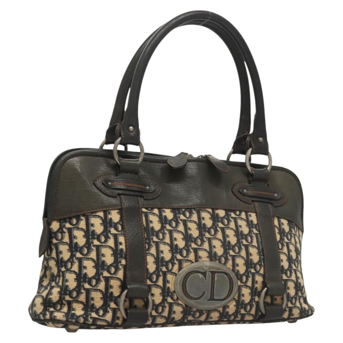 DIOR Trotter Canvas Hand Bag Navy Silver