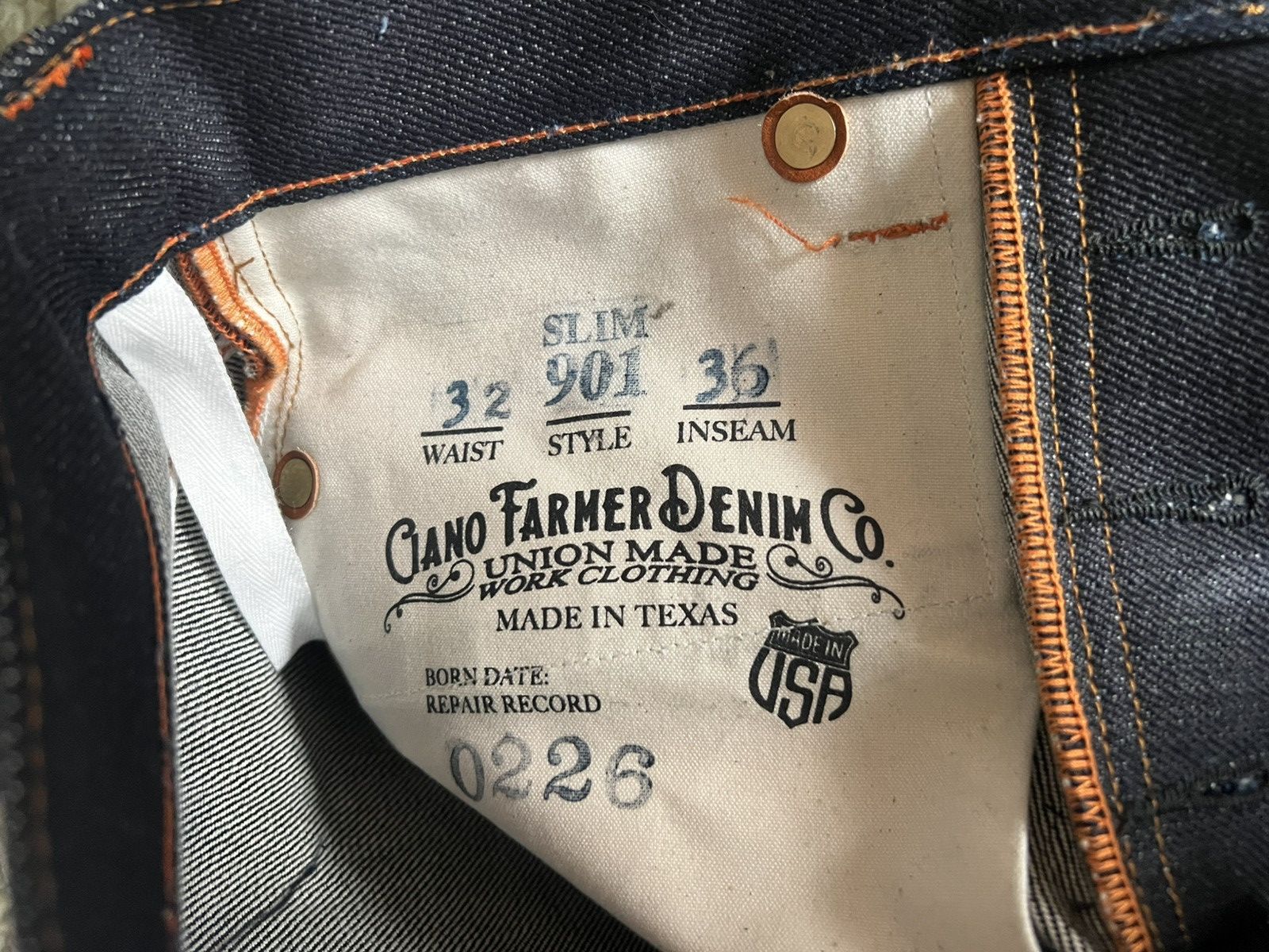 Ciano Farmer #333 23oz Heavy TYPE IH Japanese Indigo Red/White Selvage Size US 32 / EU 48 - 6 Thumbnail