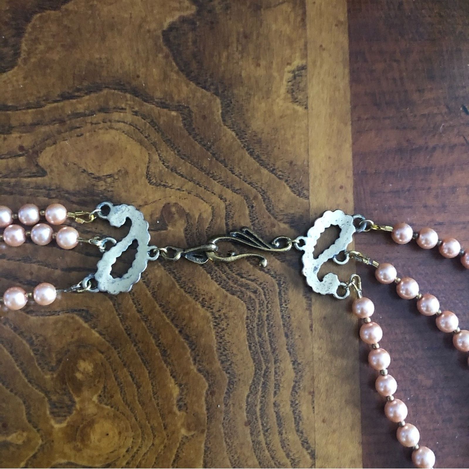 Handmade Handcrafted triple strand Czech glass Pearl necklace Size ONE SIZE - 9 Thumbnail