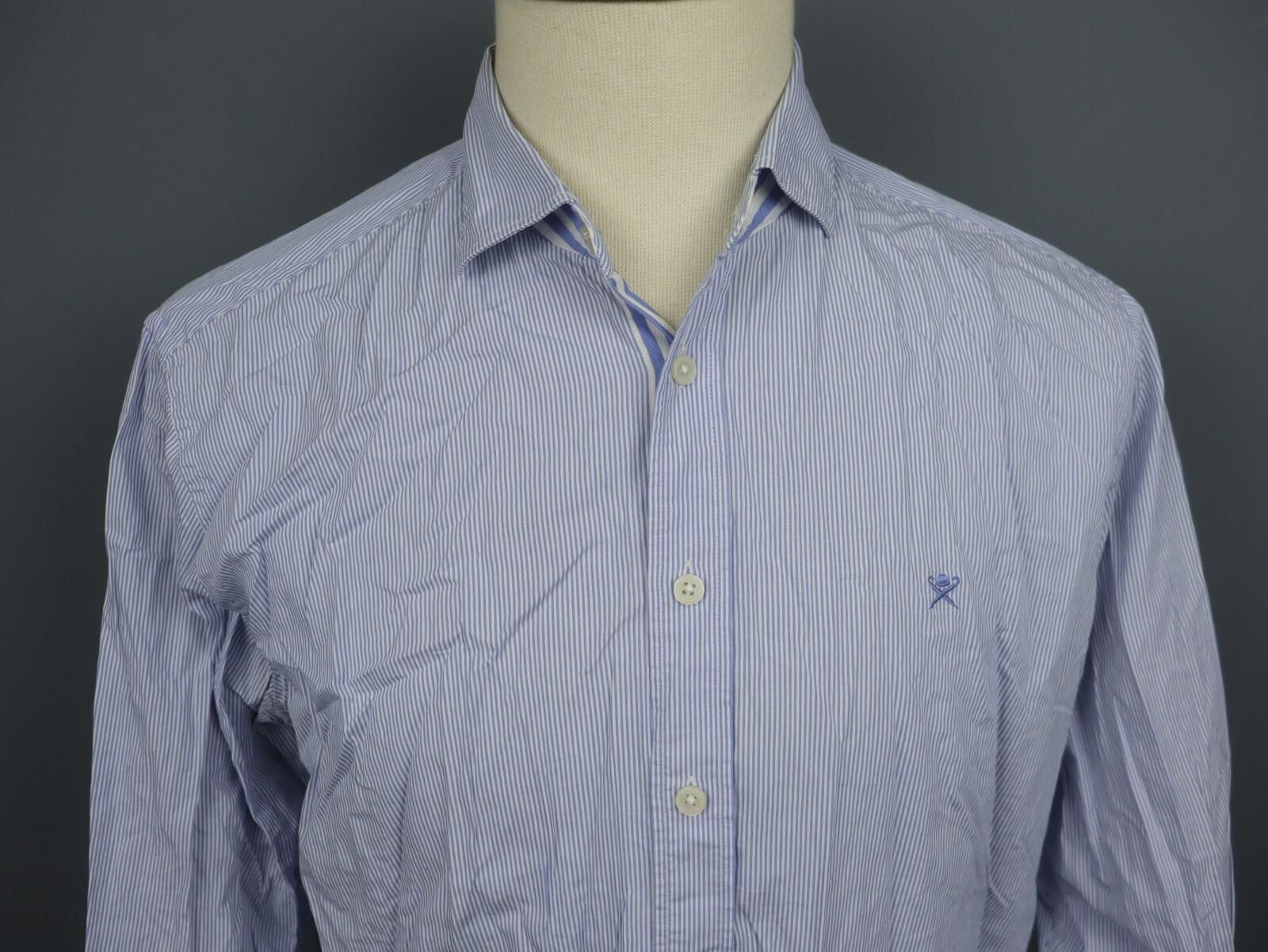 Designer Hackett London Blue Striped Button Up Shirt Size 2XL Size US XXL / EU 58 / 5 - 2 Thumbnail