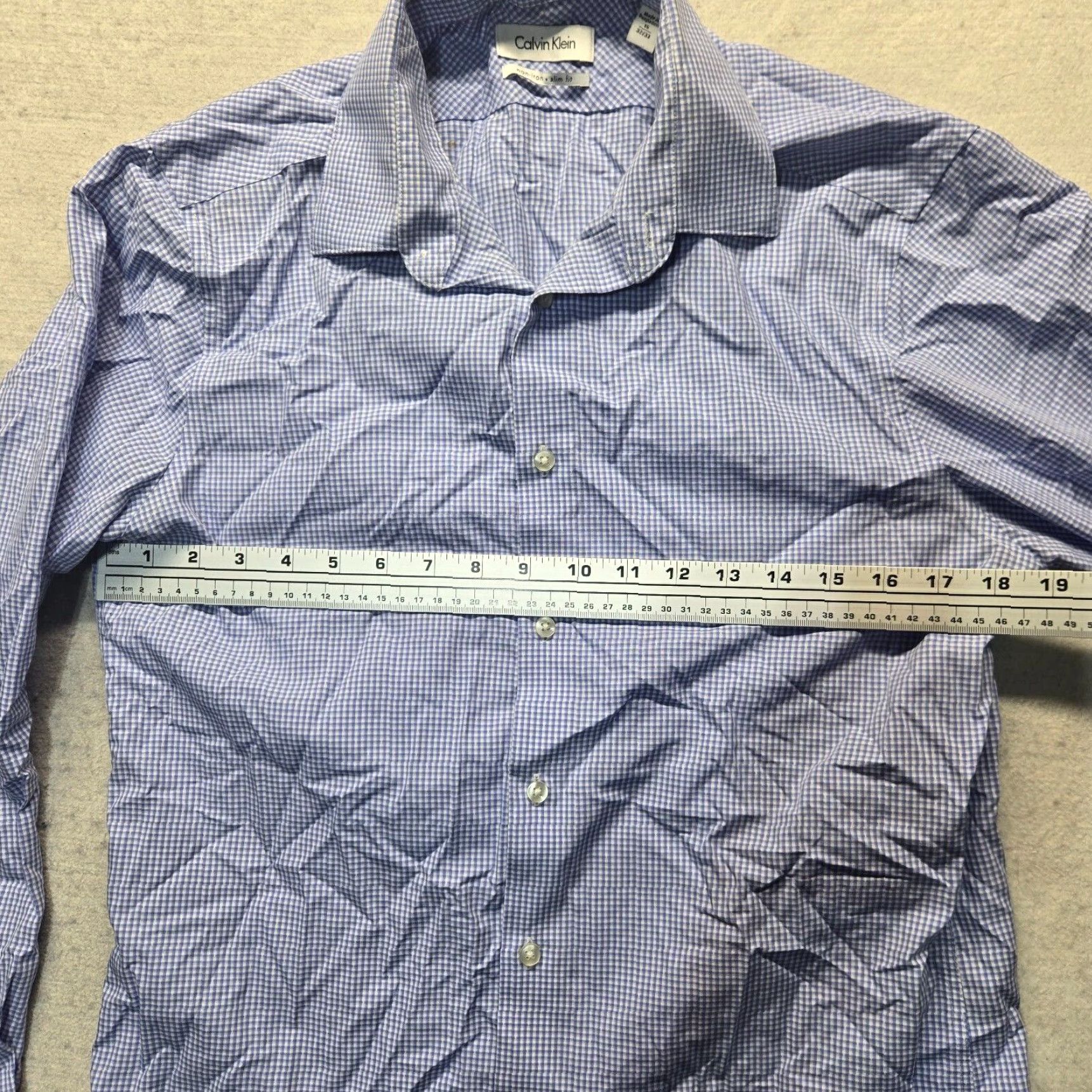 Ralph Lauren VINTAGE Ralph Lauren Men Dress Shirt Long Sleeve Non-Iron Blue Checkered Slim Fit 15 32/33 Size 40R - 3 Thumbnail