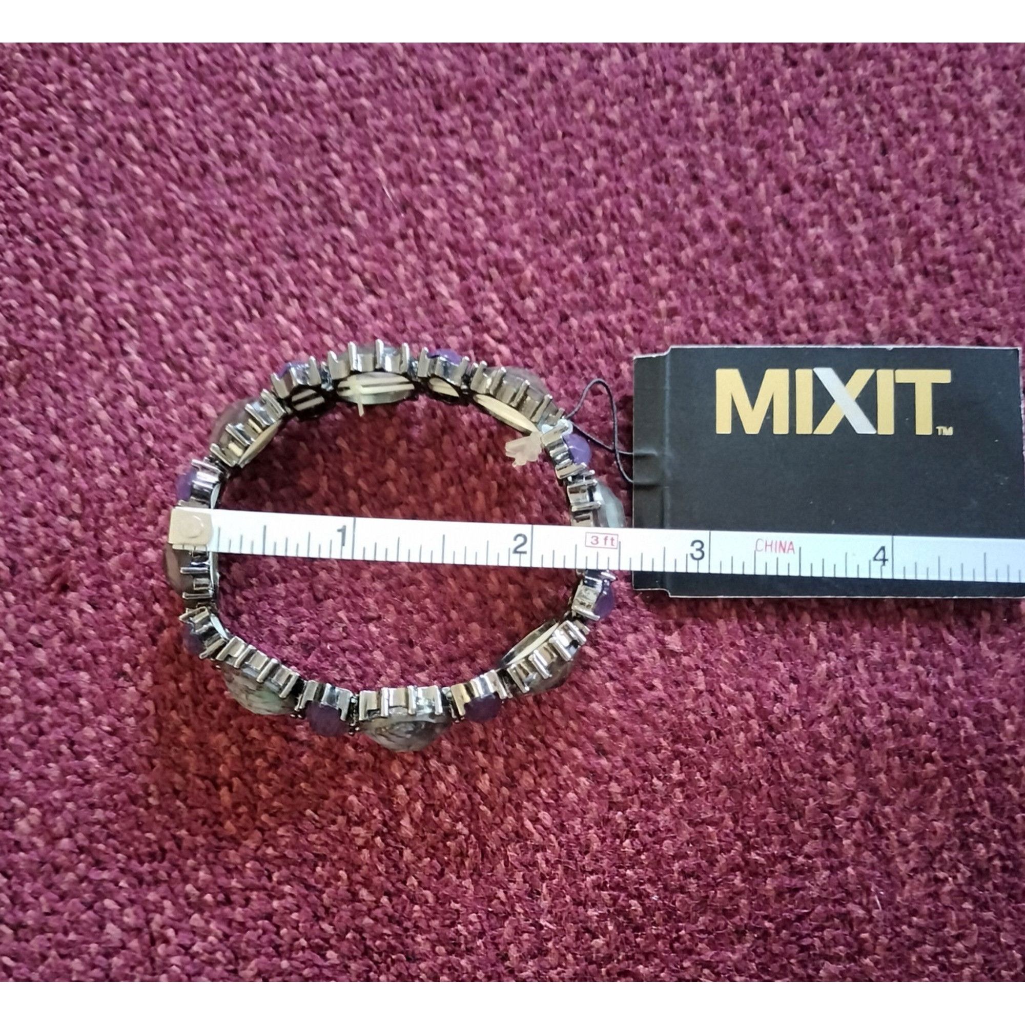Other Mixit Stretch Bracelet Purple Silver Beads One Size Jewelry Size ONE SIZE - 4 Thumbnail