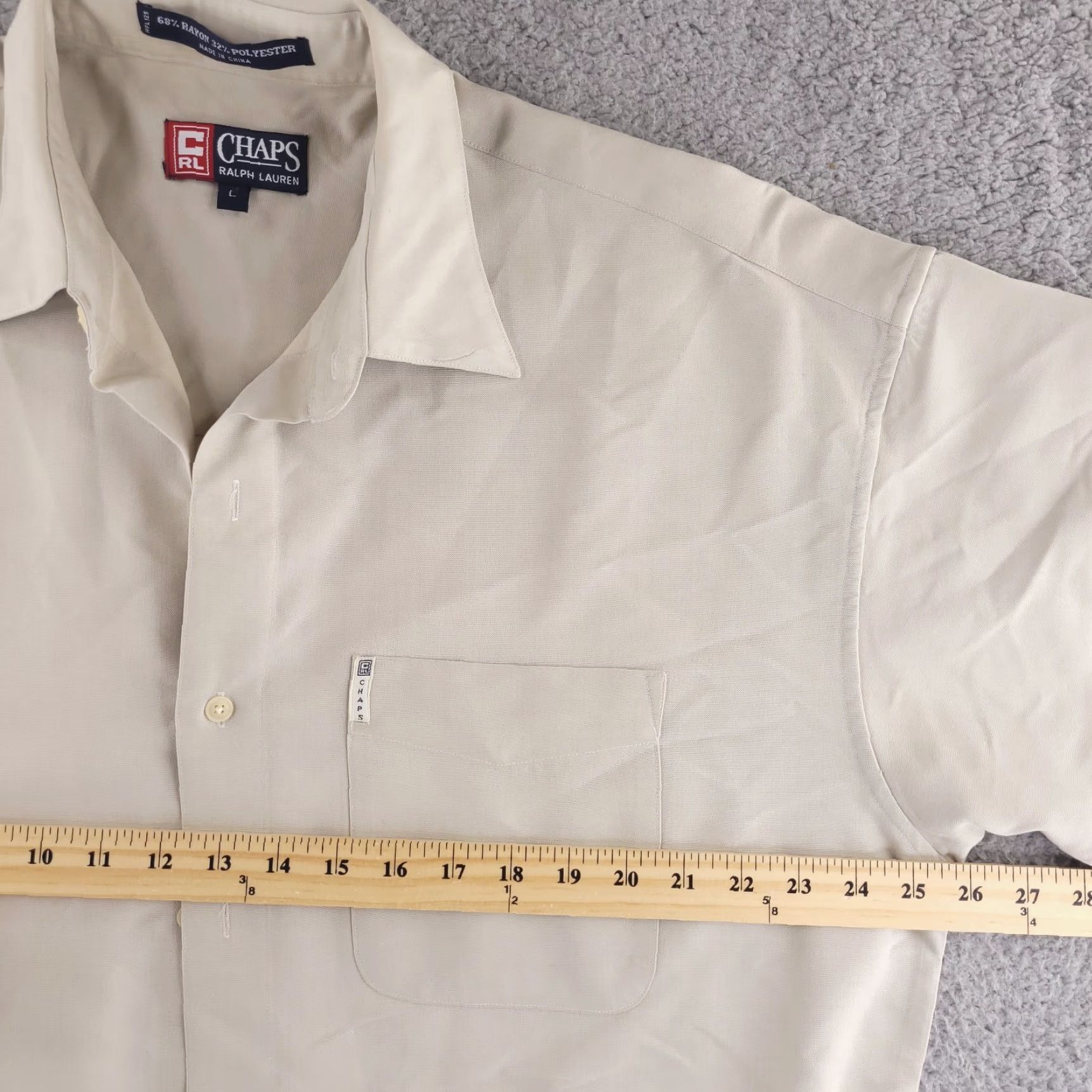 Chaps VTG Chaps Shirt Mens XL Tan Beige Rayon Blend Short Sleeve Button-Up Collared Beige - Mens Shirt XL Chaps Vintage Rayon Button Size US XL / EU 56 / 4 - 6 Thumbnail