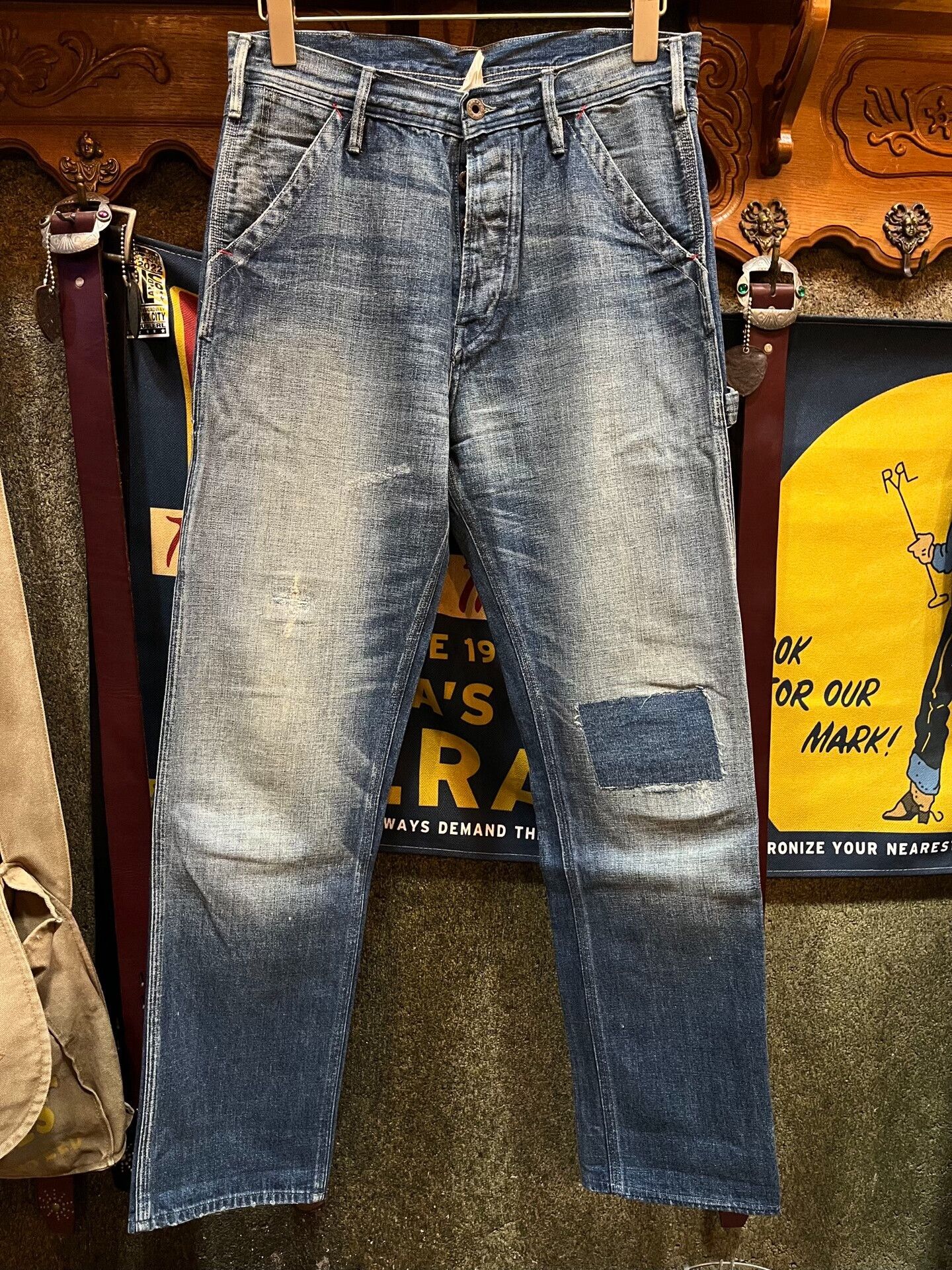 distressed double rl denim jeans