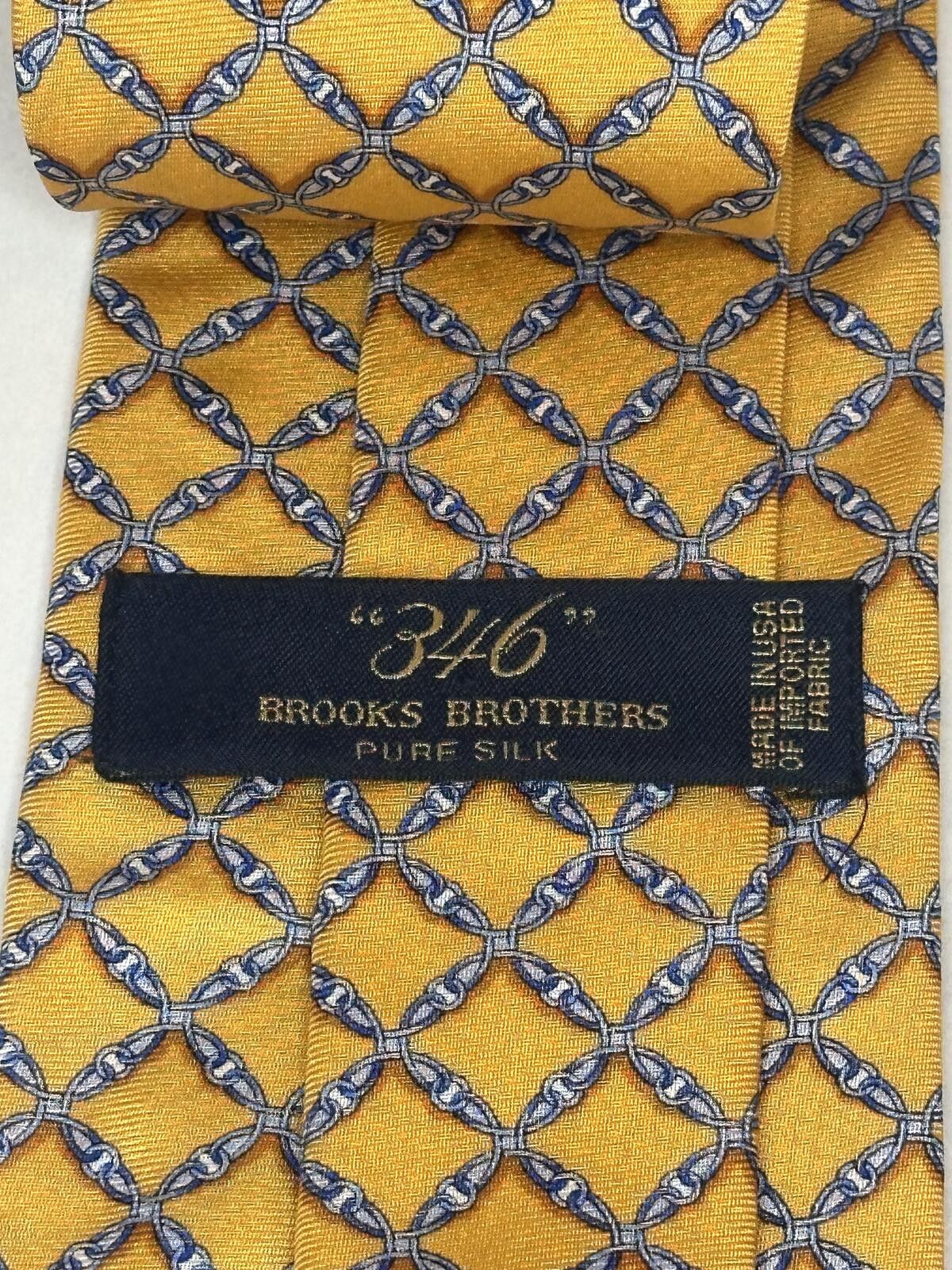 Brooks Brothers Brooks Brothers 100% silk tie yellow blue chainlink classic Size ONE SIZE - 4 Thumbnail