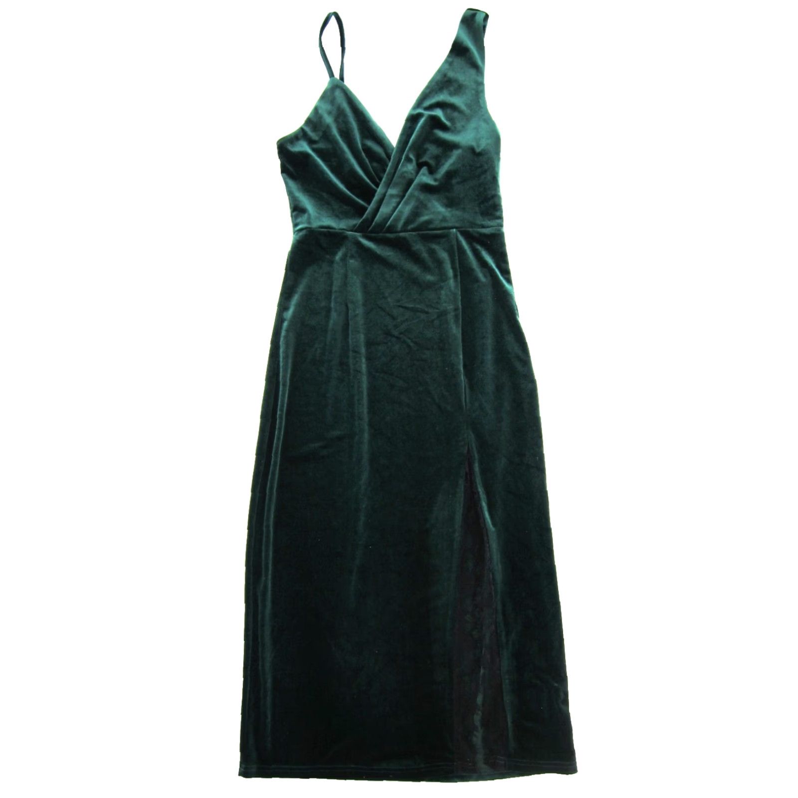 Cider Cider Emerald Green Velvet Stretch Midi Tank Dress Med Size M / US 6-8 / IT 42-44 - 2 Thumbnail