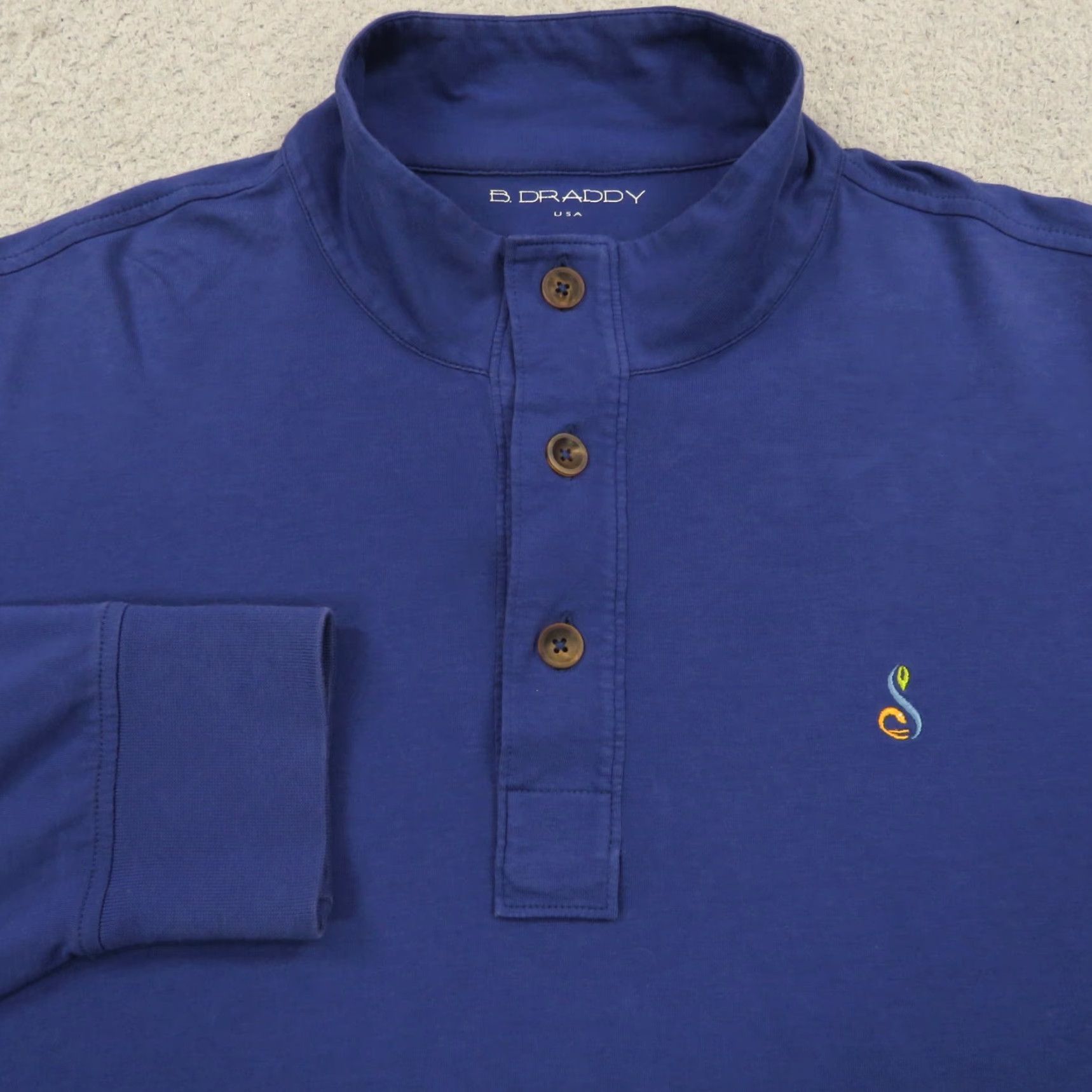 Vintage B Draddy Sweater Mens Large 1/4 Zip Golf Pullover Long Sleeve Henley Shirt Blue Casual Jersey Size US L / EU 52-54 / 3 - 2 Thumbnail