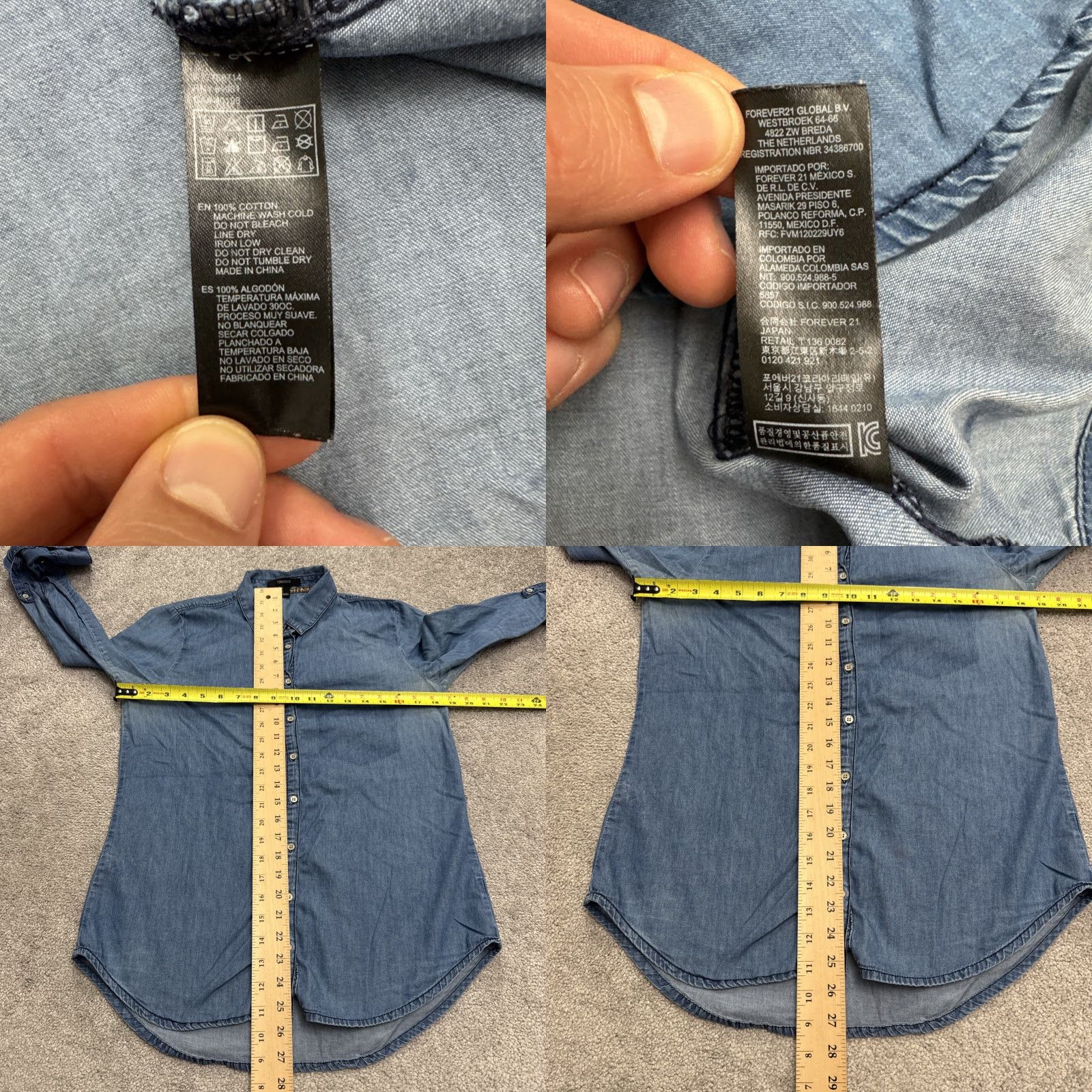 Forever 21 VINTAGE Forever 21 Denim Shirt Womens Small Chambray Button-Up Long Sleeve Casual Classic 90s Blue Size S / US 4 / IT 40 - 8 Thumbnail