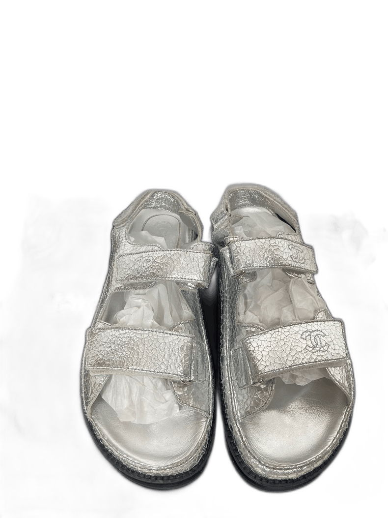 Chanel Chanel Silver Velcro Sandals Size 39 Size US 8 / IT 38 - 1 Thumbnail