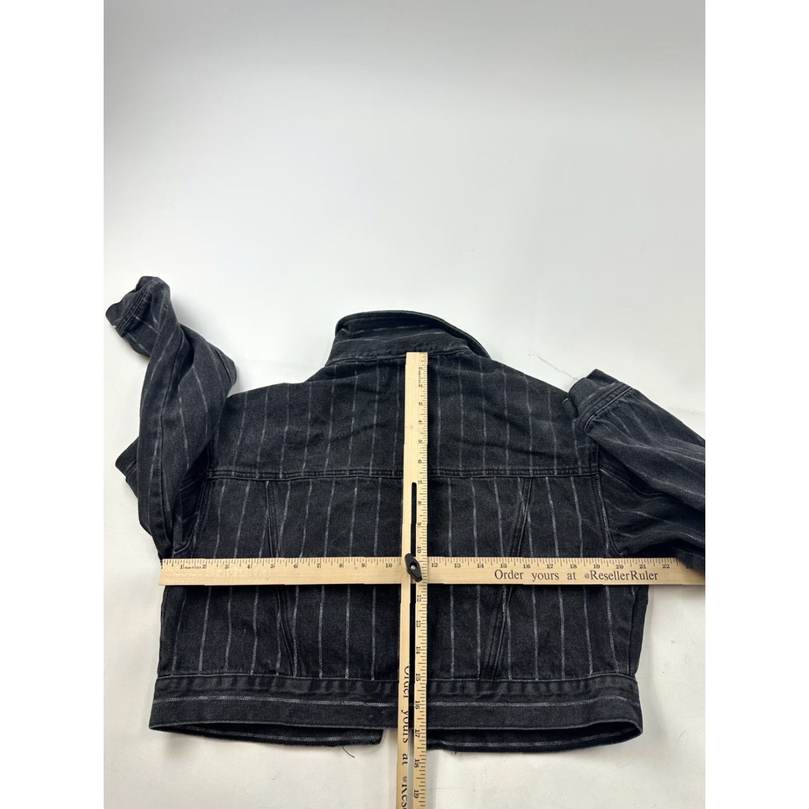 Pacsun Pacsun Denim Jacket Womens M/L Black Striped Pinstriped Cropped Casual Jacket Pocket Size M / US 6-8 / IT 42-44 - 5 Thumbnail